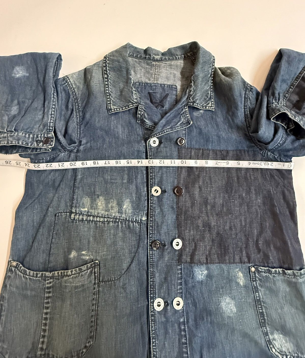 Yves Saint Laurent YSL SS2007 Cotton-Linen Denim Patchwork Chore Jacket - IT 54 Size US L / EU 52-54 / 3 - 23 Thumbnail