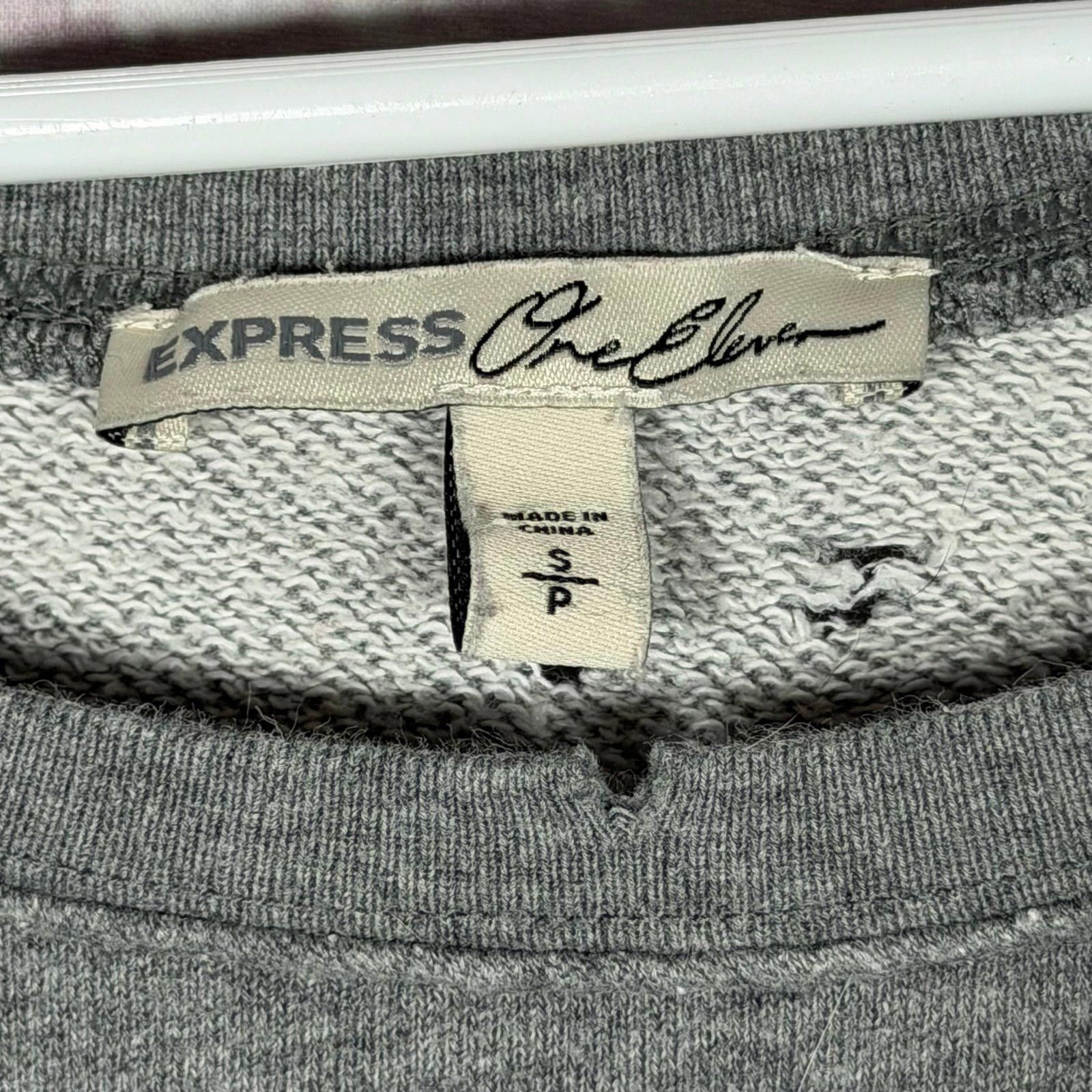 Express Express One Eleven Small Distressed Gray Sweatshirt Size ONE SIZE - 4 Thumbnail