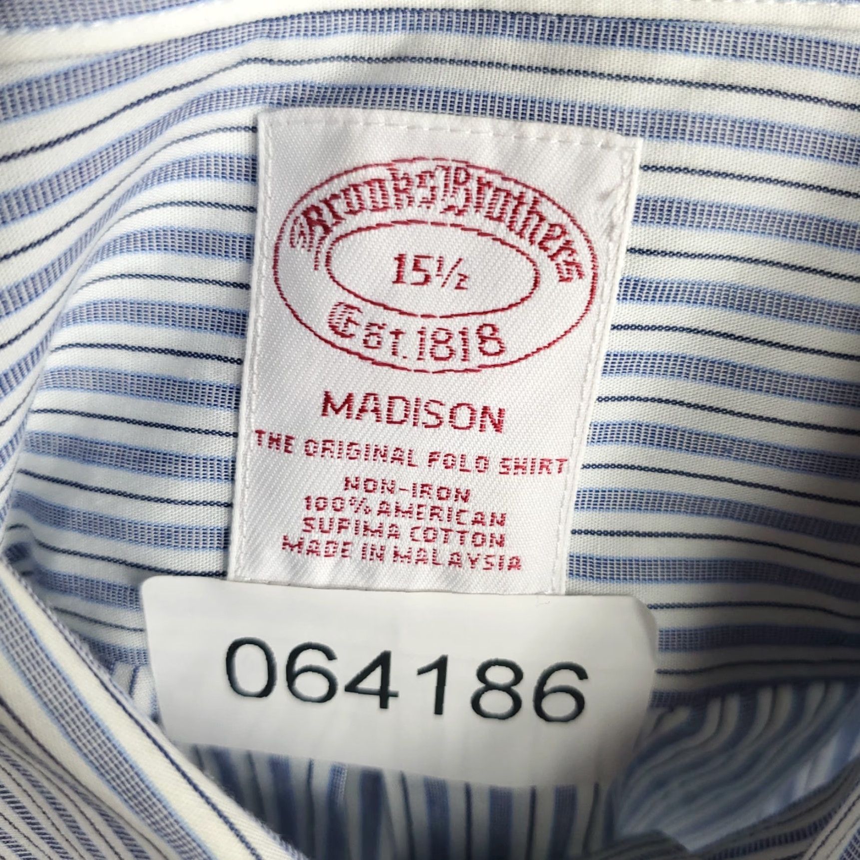 Brooks Brothers Brooks Brothers Dress Shirt Mens 15.5 Blue Striped Short Sleeve Button-Down Regular Cotton Size 40R - 6 Thumbnail