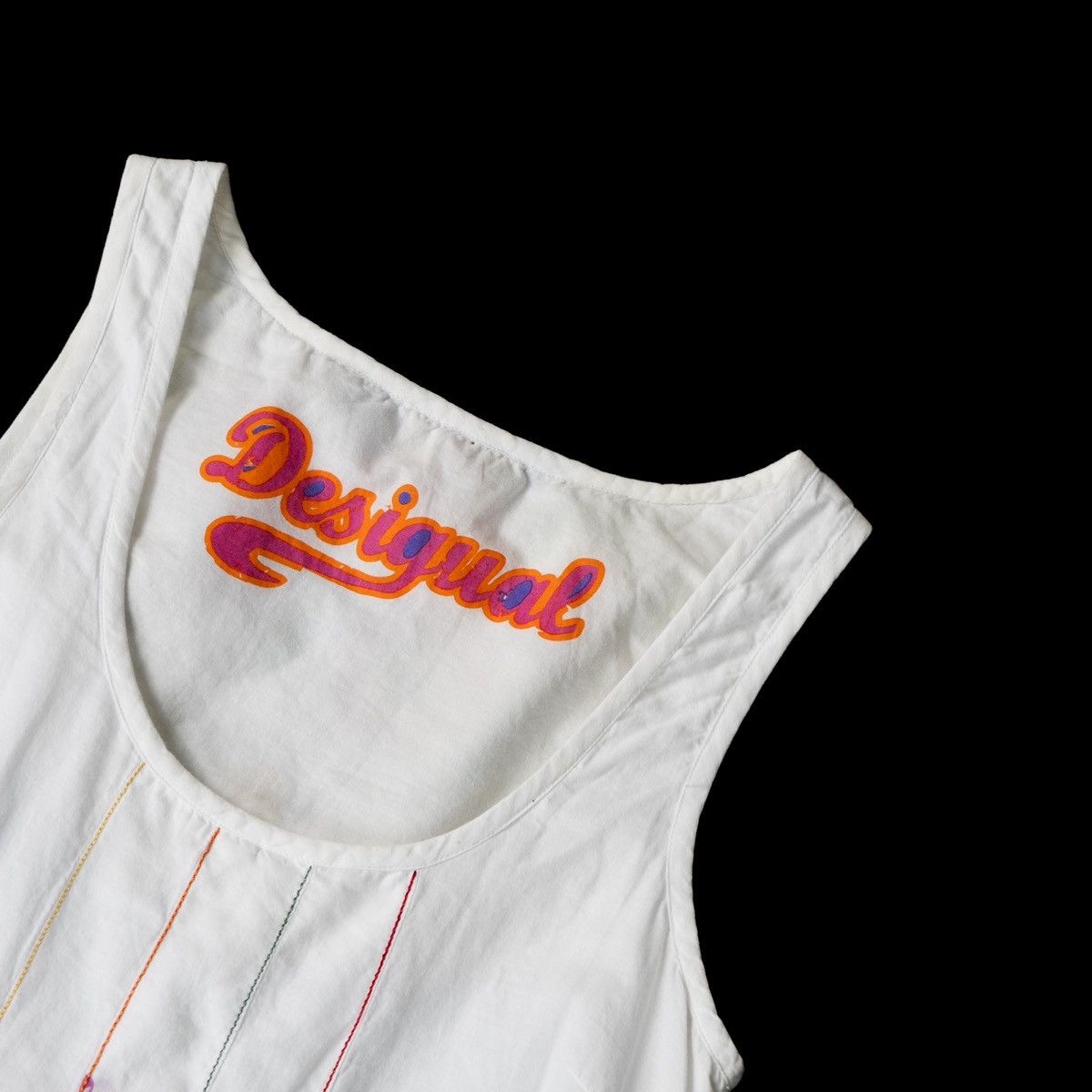 Desigual Desigual Wmns White Floral Tank Top Sleeveless Blouse Summer Size S / US 4 / IT 40 - 5 Thumbnail