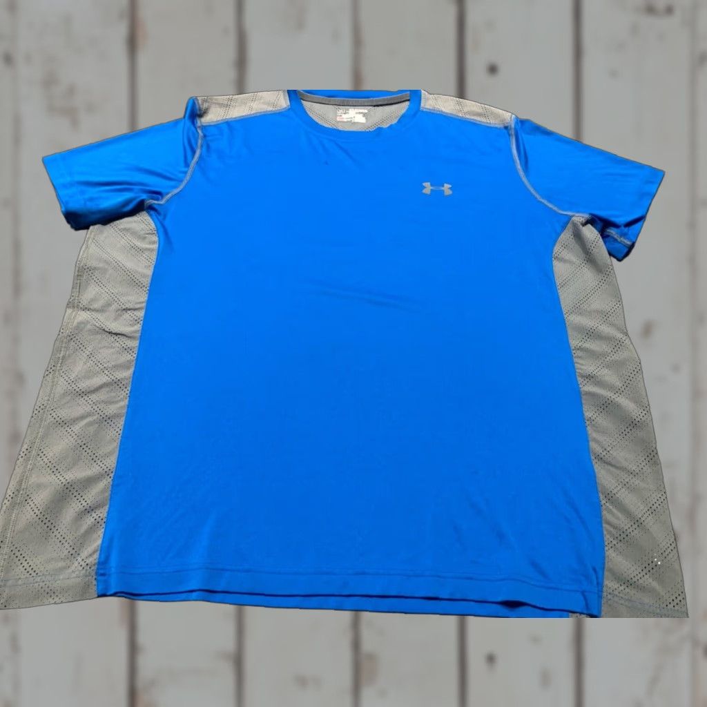 Under Armour VINTAGE Under Armour Men's T-Shirt 2XL HeatGear Ventilated Blue Gray Running Workout Activewear Size US XXL / EU 58 / 5 - 1 Thumbnail