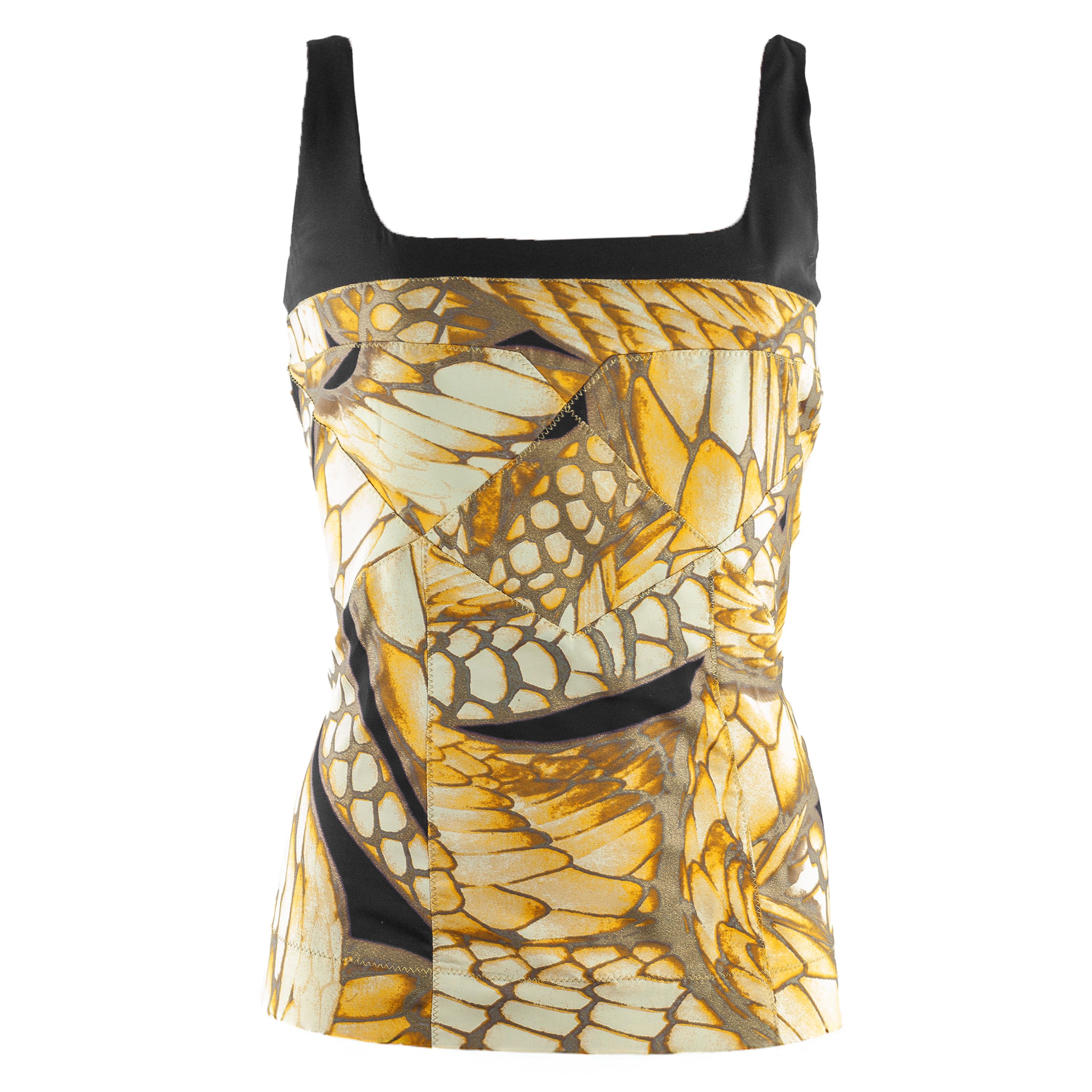 Just Cavalli Vintage Yellow Feathers Bustier (S)