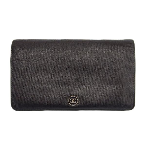 image of Chanel Cc Button Bifold Wallet in Black, Women's