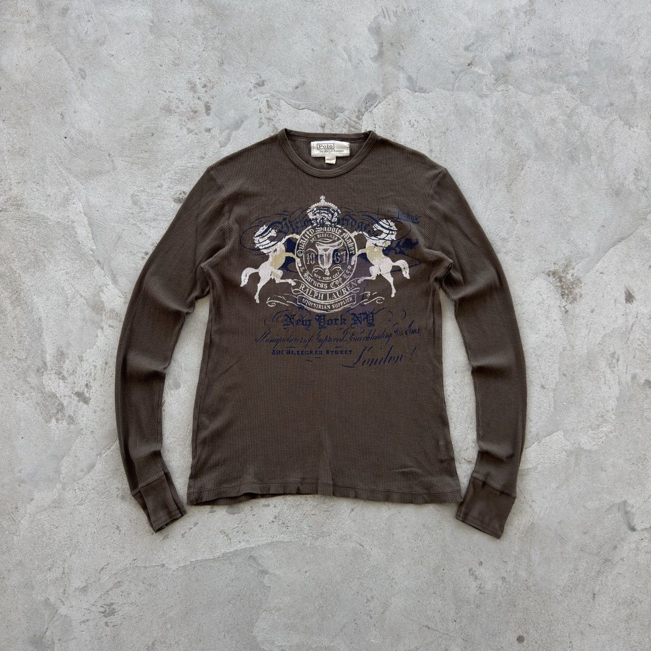 Polo Ralph Lauren Brown Waffle Thermal Graphic Longsleeve S