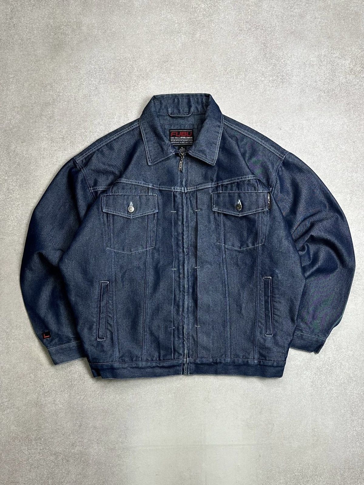 Fubu Vintage 90s Fubu JNCO Style Raw Denim Jacket XL Size US XL / EU 56 / 4 - 1 Thumbnail