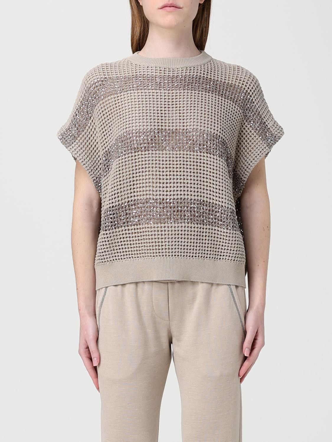Brunello Cucinelli Brunello Cucinelli Sweater Woman Sand Size L / US 10 / IT 46 - 1 Thumbnail