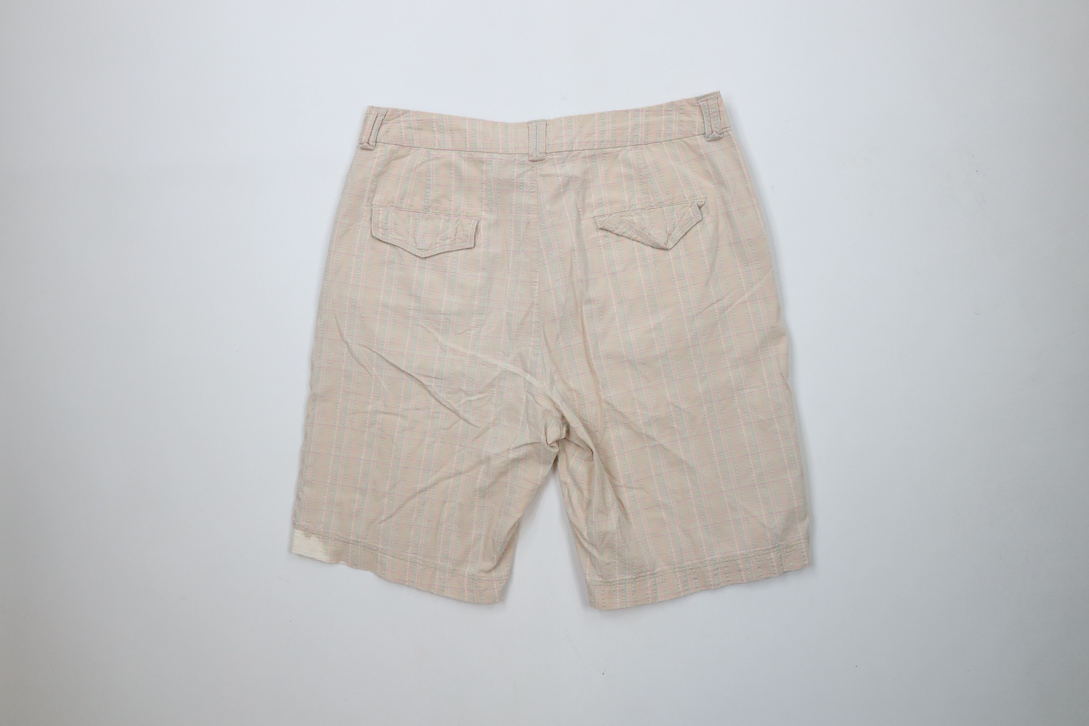 Vintage × Woolrich Woolen Mills Vintage 90s Woolrich Pastel Seersucker Bermuda Chino Shorts Size 34" / US 12 / IT 48 - 9 Thumbnail