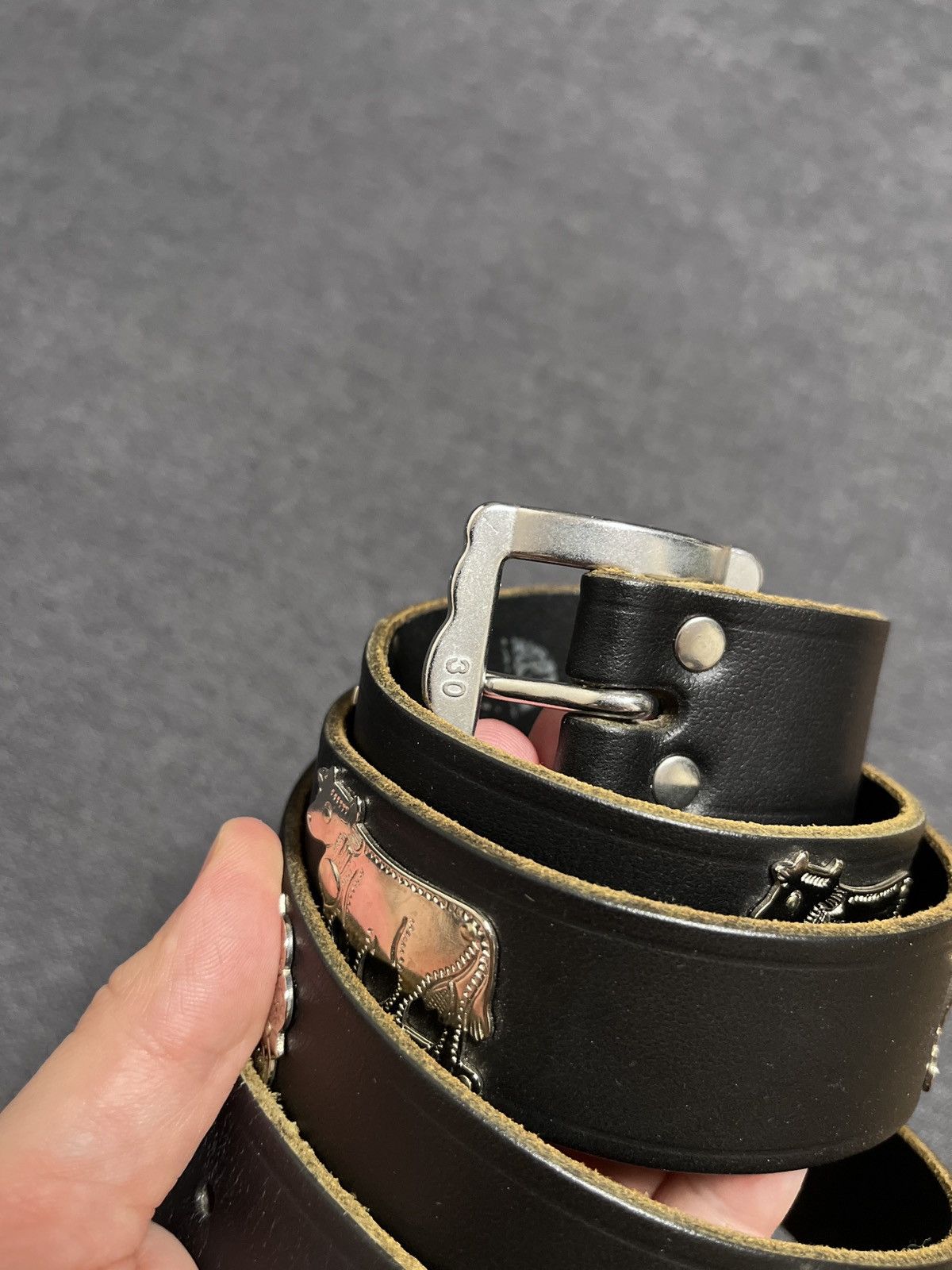 Cowboy Equipment × Vintage Etro Style Vintage Swiss Leather Cows Belt Size ONE SIZE - 4 Thumbnail