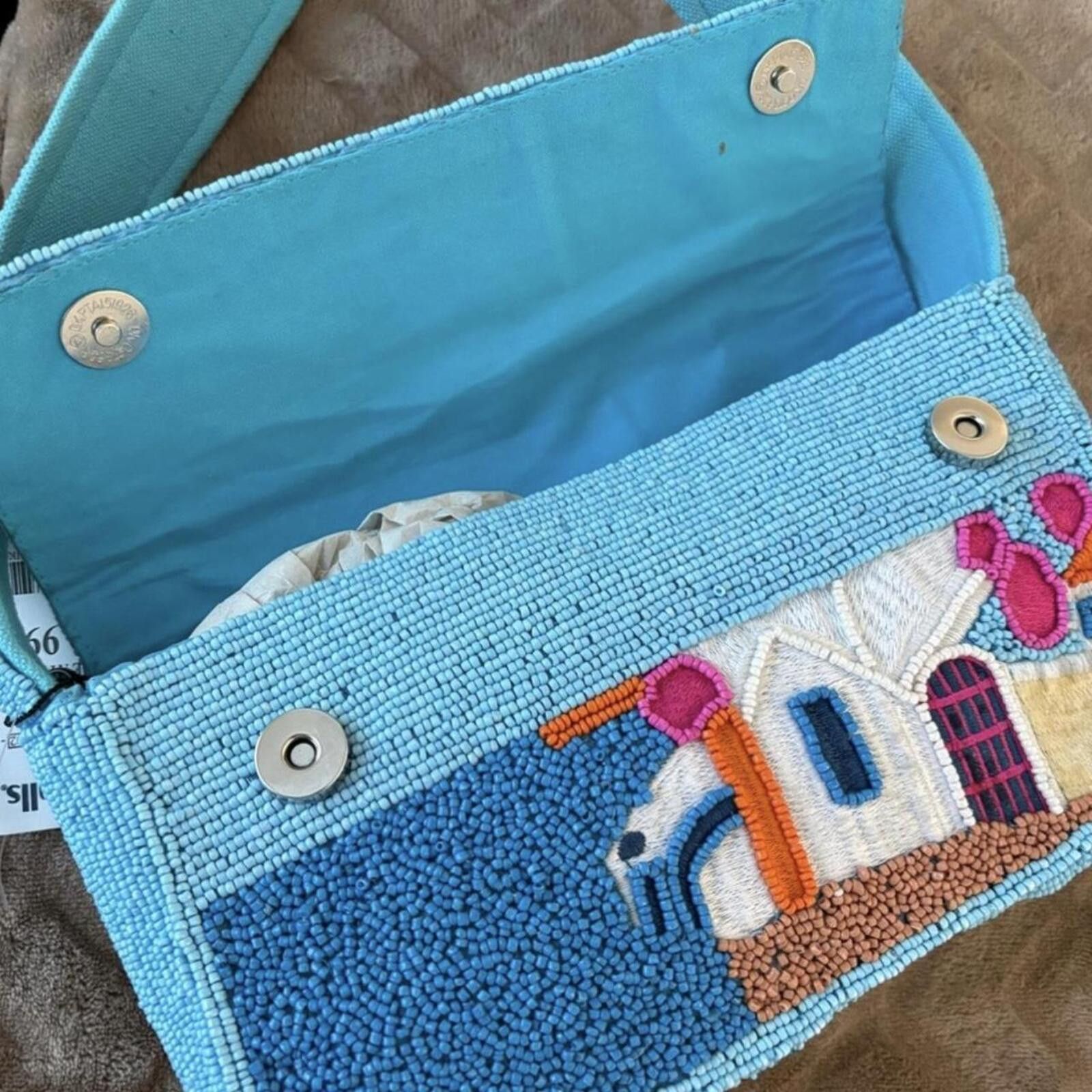Marsell TikTok Viral Greece Portofino Ocean Blue Beaded Bag Size ONE SIZE - 4 Thumbnail