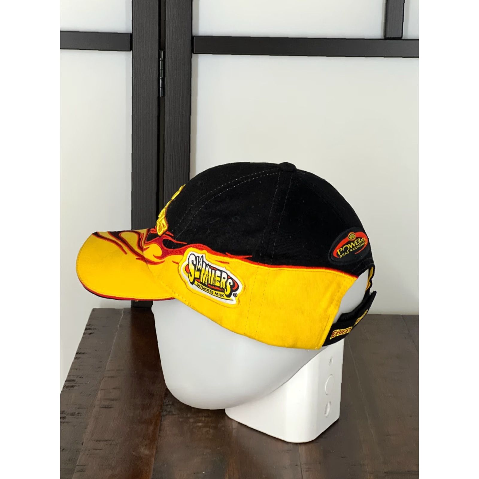 Vintage Main Gate Erica Enders Hat Cap Strap Back Adult One Size Black Yellow Flame NHRA Drag Race Size ONE SIZE - 3 Thumbnail