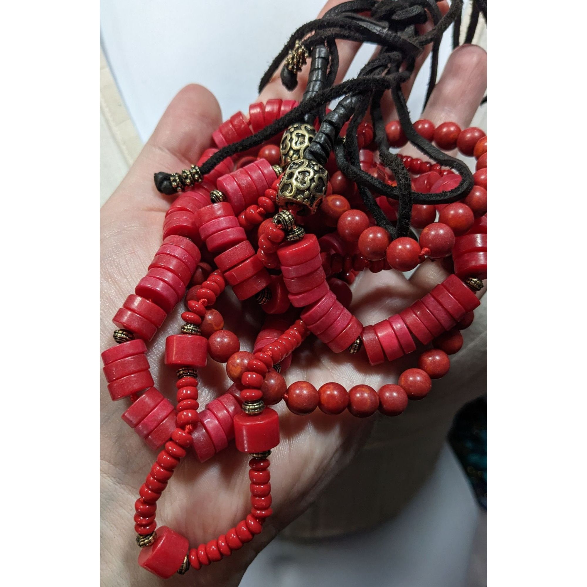 Other Vintage Red Stone And Glass Layered Tie-On Necklace Size ONE SIZE - 3 Thumbnail