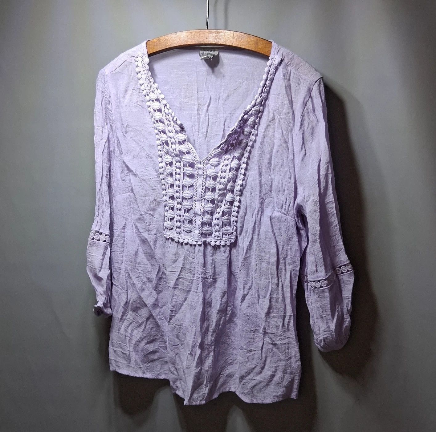 Other Como Vintage Boho Cottagecore Lavender Crochet Lace Top M Size M / US 6-8 / IT 42-44 - 1 Thumbnail