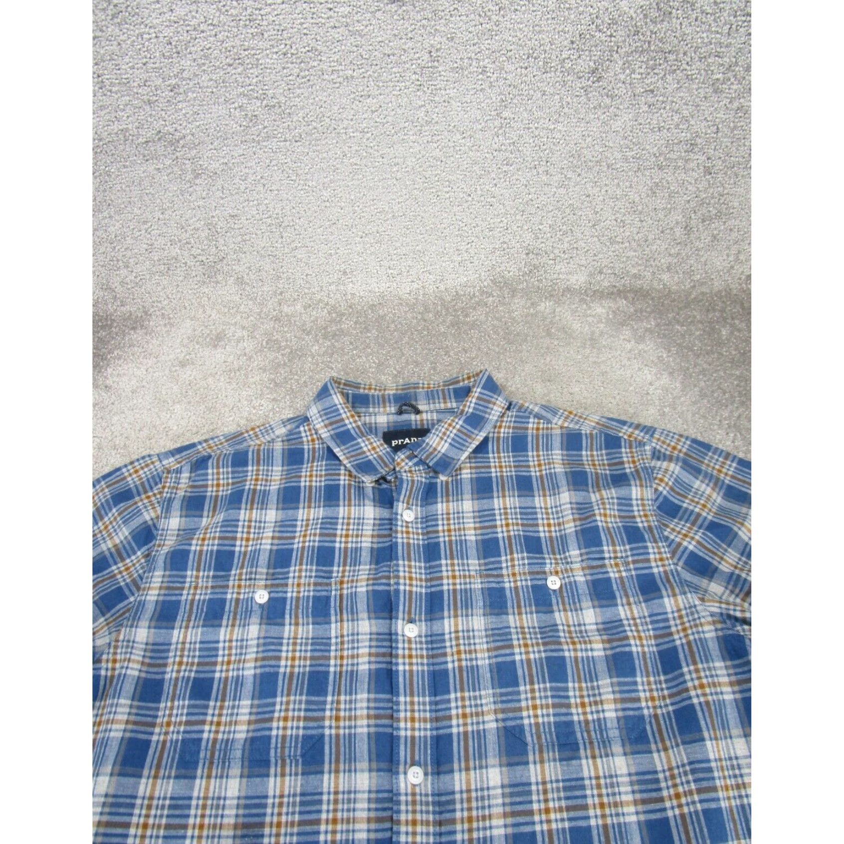 Prana Prana Mens Large XL Blue Plaid Button Up Outdoor Shirt Size US L / EU 52-54 / 3 - 2 Thumbnail