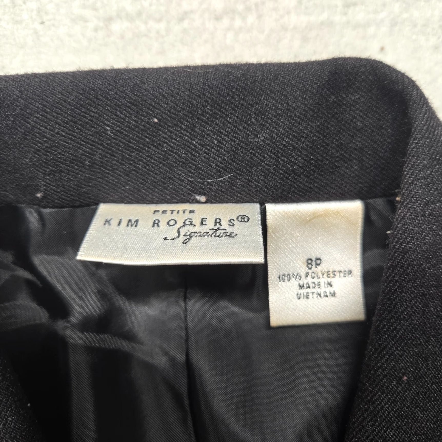 Vintage Kim Rogers Jacket Womens Petite Black Lined Button Closure Adult 8P Long Sleeve Jacket (Fall Spring Summer) Size M / US 6-8 / IT 42-44 - 3 Thumbnail