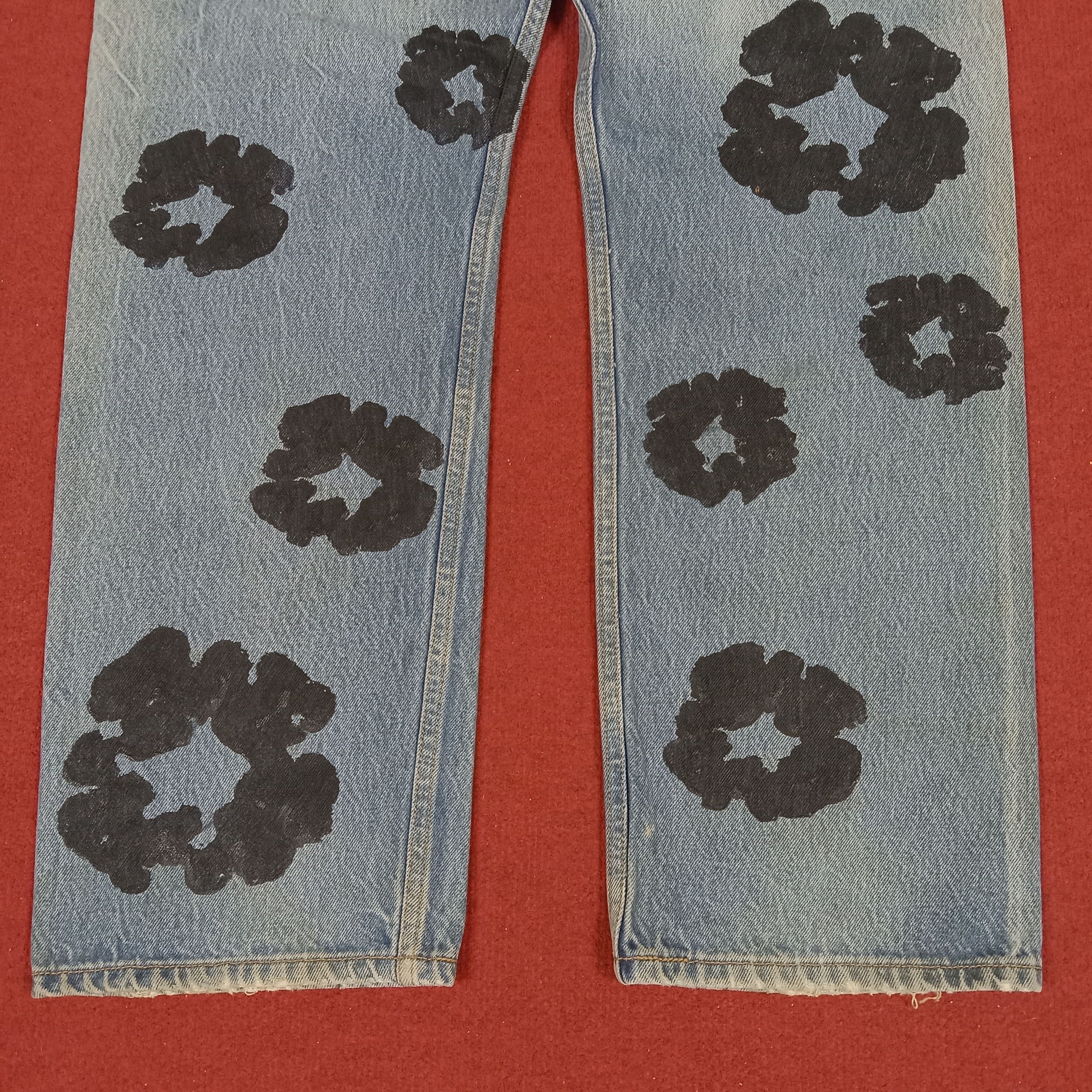 Levi's Levis Streetwear Style Custom Flowers Design Jeans Size US 37 - 5 Thumbnail