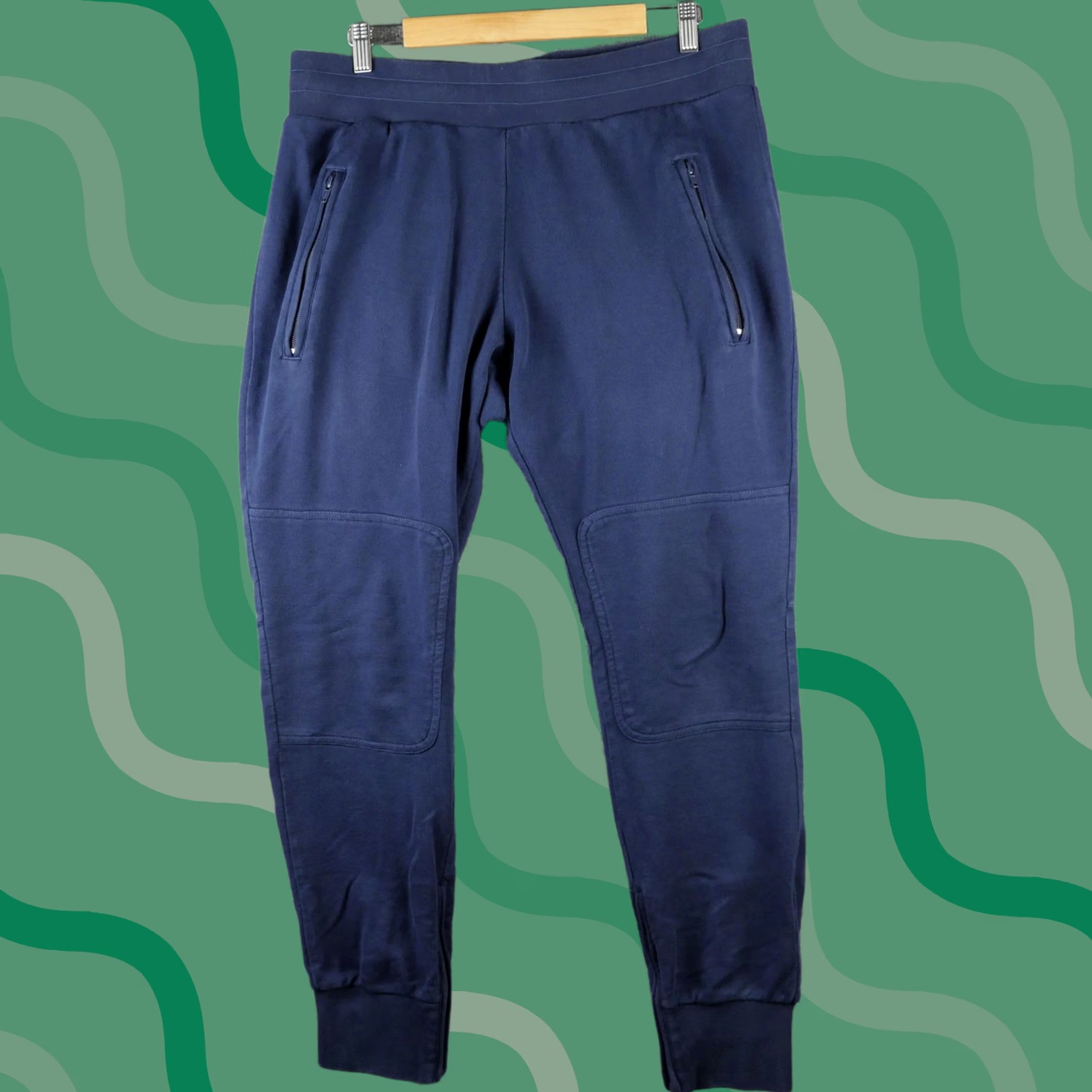Adidas Adidas Originals Pants Mens Large Blue Fleece Joggers Sweatpants Zip Pockets Size US 33 - 1 Thumbnail