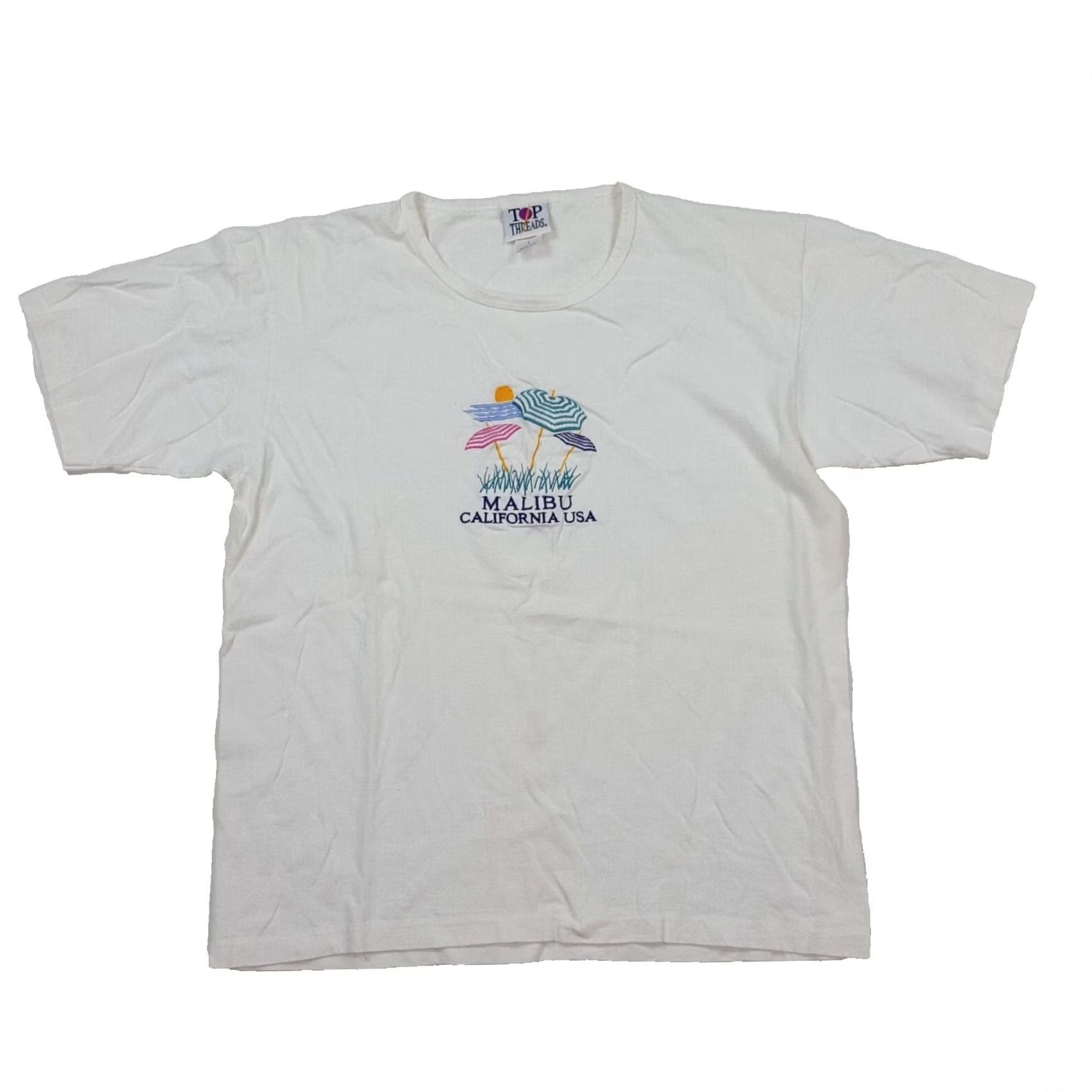 Vintage VINTAGE Malibu California Beach Top T-Shirt Short Sleeve 90s White Top Threads Women L Tropical 90s Aloha Beach Retro Sports Size L / US 10 / IT 46 - 2 Thumbnail