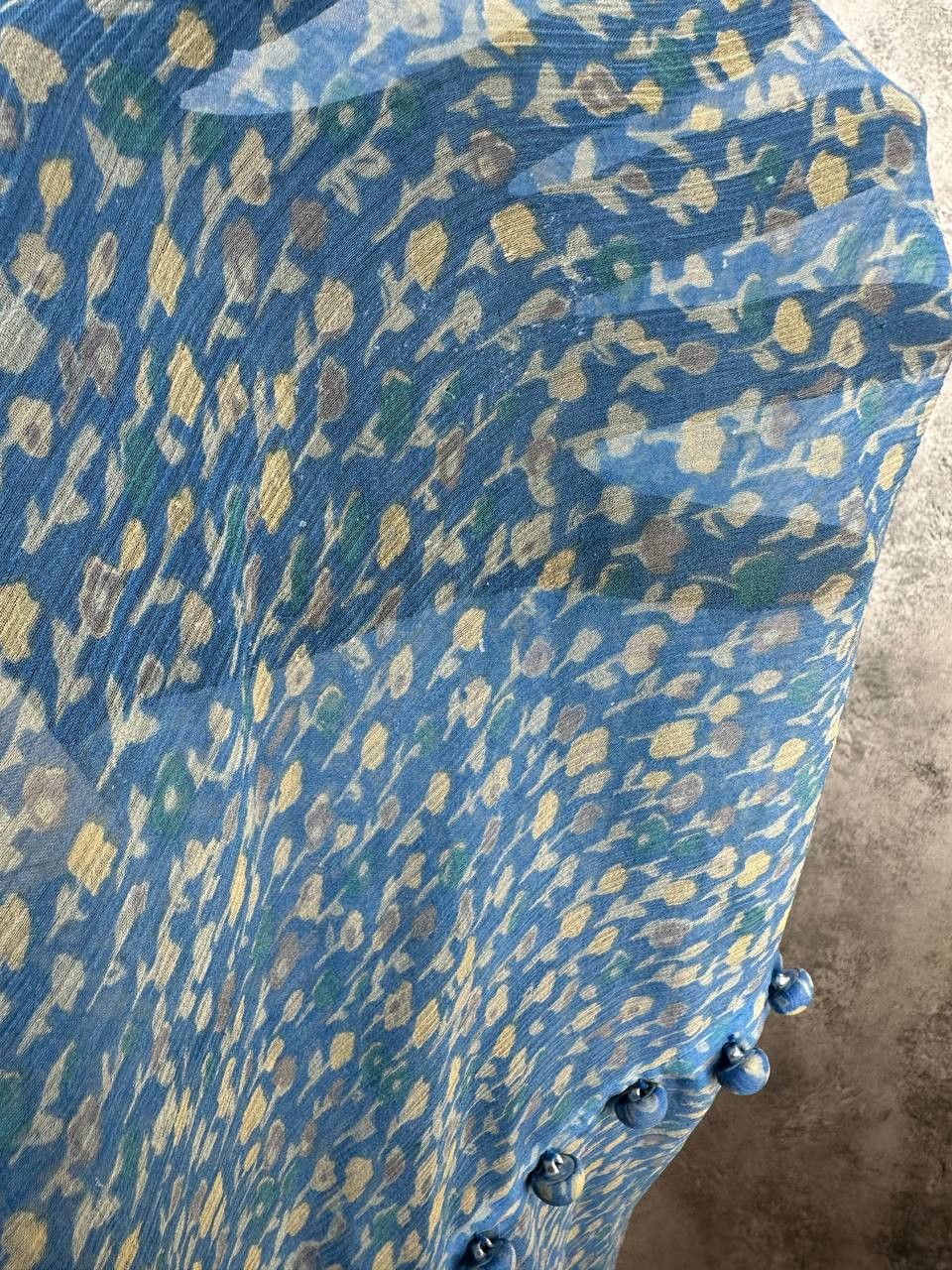 The Kooples THE KOOPLES Blue Lagoon Print Silk Ruffle Muslin Midi Dress Size XS / US 0-2 / IT 36-38 - 9 Thumbnail