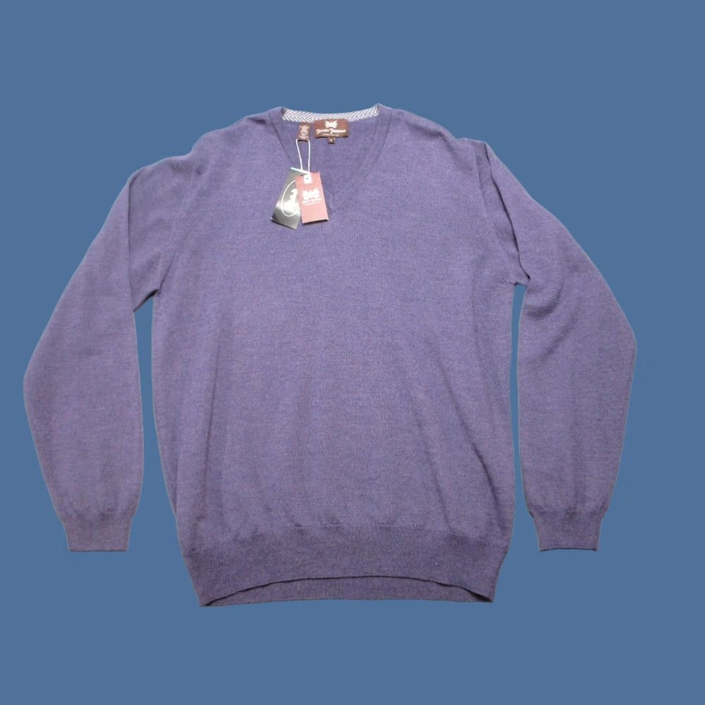 Vintage Hickey Freeman Sweater Mens Medium Purple Extra Fine Merino Wool V-Neck Pullover Size US M / EU 48-50 / 2 - 1 Thumbnail