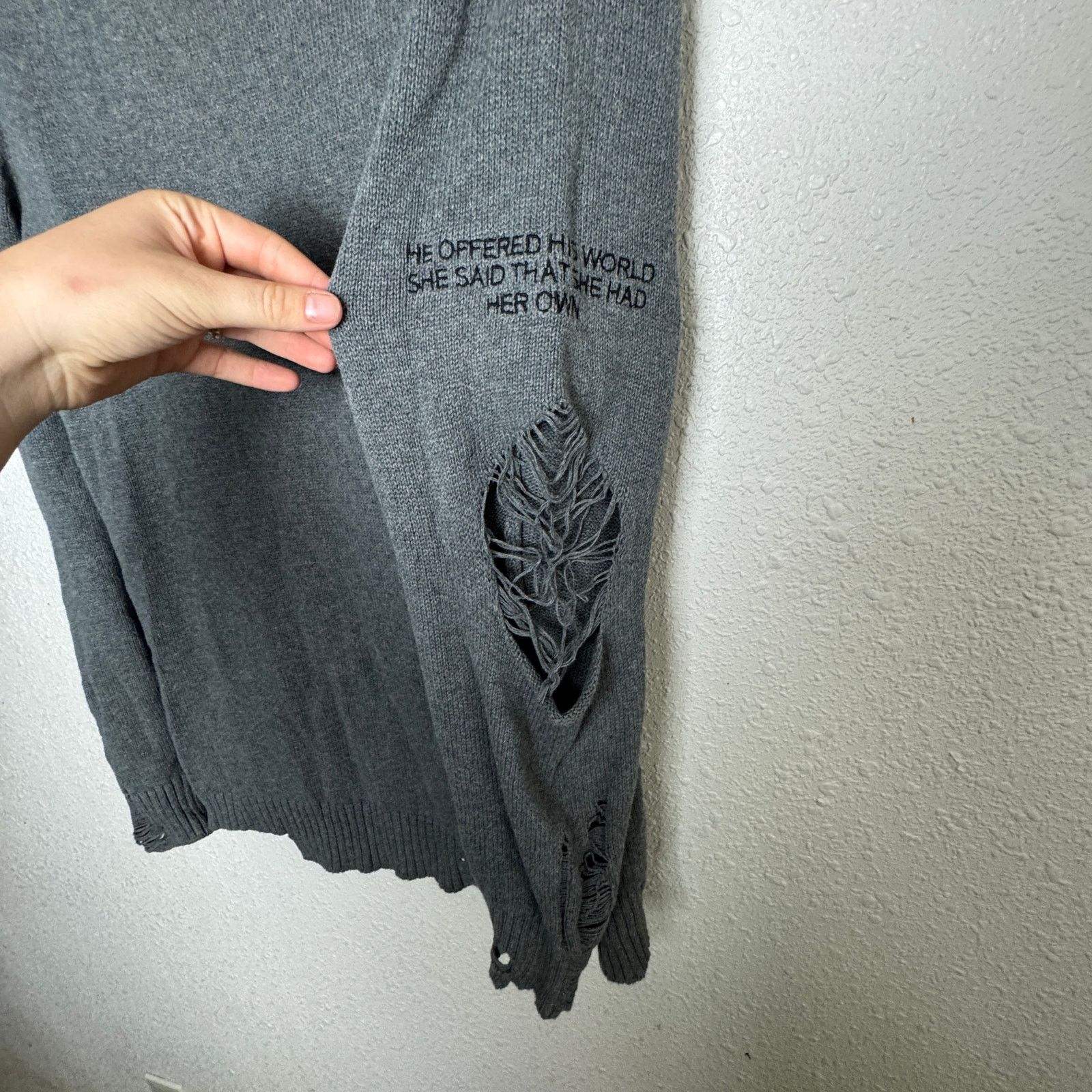 Zara Zara Man Distressed Gray Sweater 100% Cotton Size Large Size US L / EU 52-54 / 3 - 3 Thumbnail