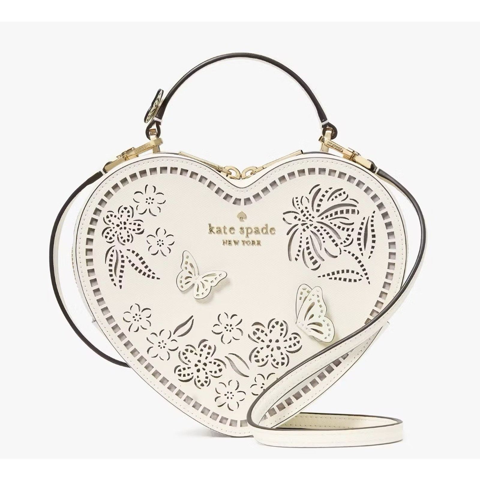 Kate Spade NWT $479 Kate Spade Leather Perforated Heart Crossbody Purse Size ONE SIZE - 1 Thumbnail