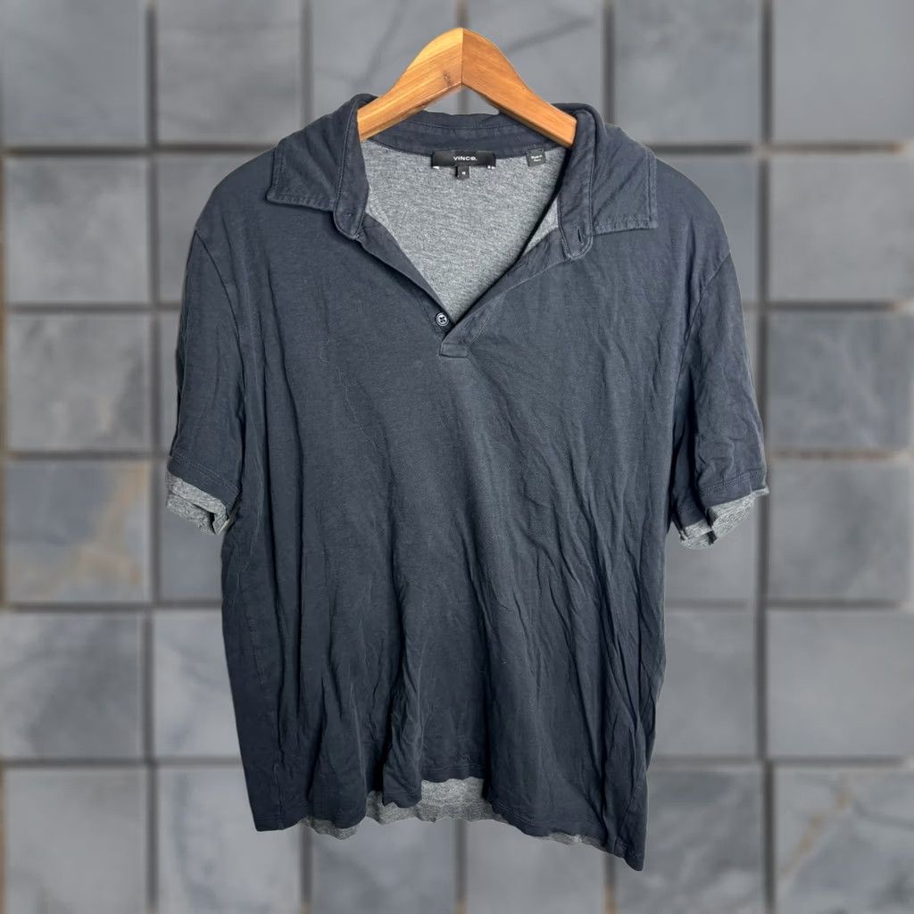 Vince Vince Polo Shirt Mens M Black Short Sleeve Polo Knit Cotton Collar Button 3123 Size US M / EU 48-50 / 2 - 1 Thumbnail