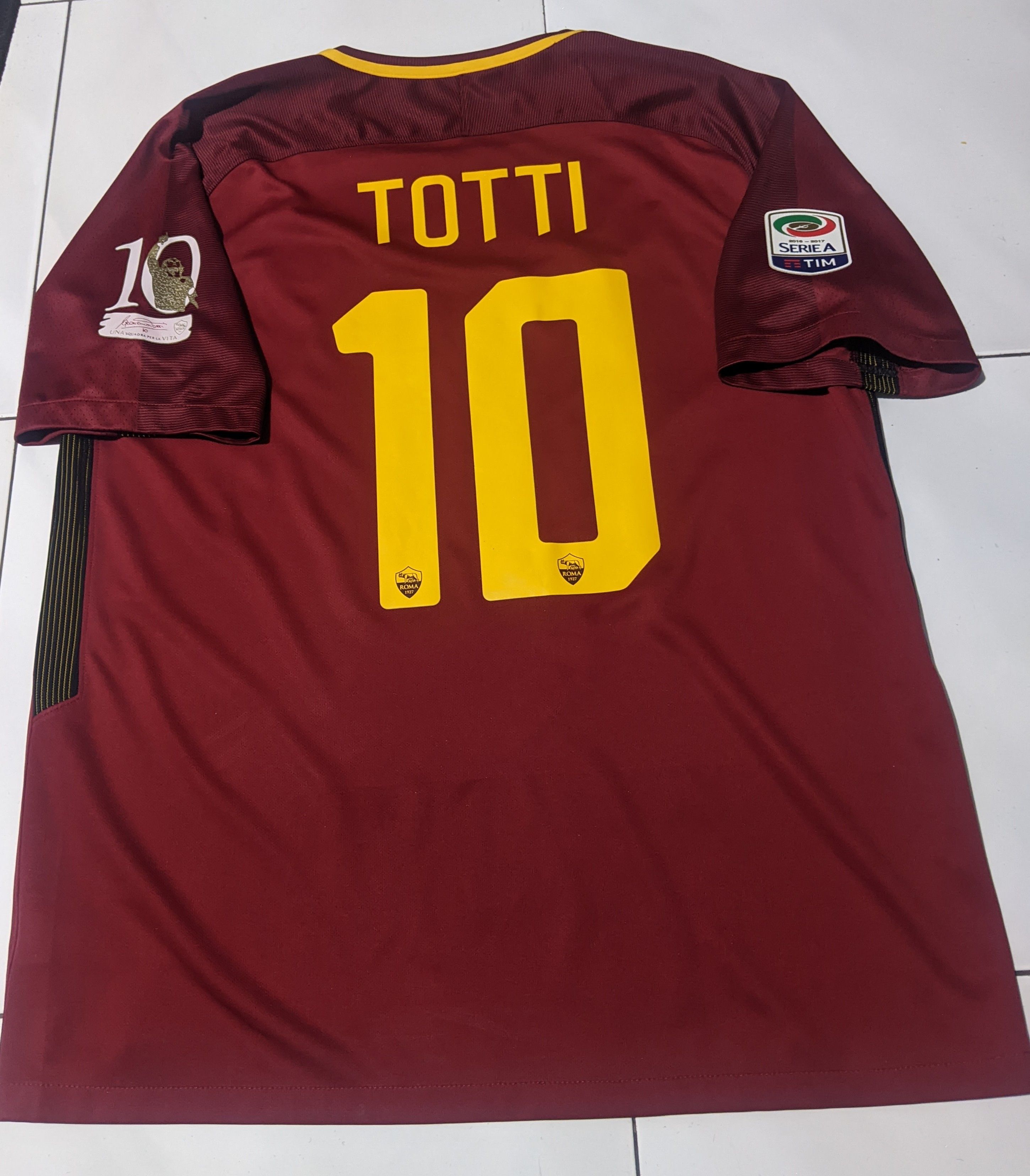 Nike AS Roma Last Match Totti 2017 Home Jersey Size US XL / EU 56 / 4 - 2 Thumbnail