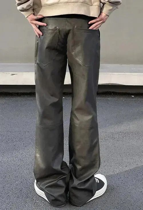 Jean Streetwear Casual Straight Leg Leather Pant Size US 33 - 4 Thumbnail