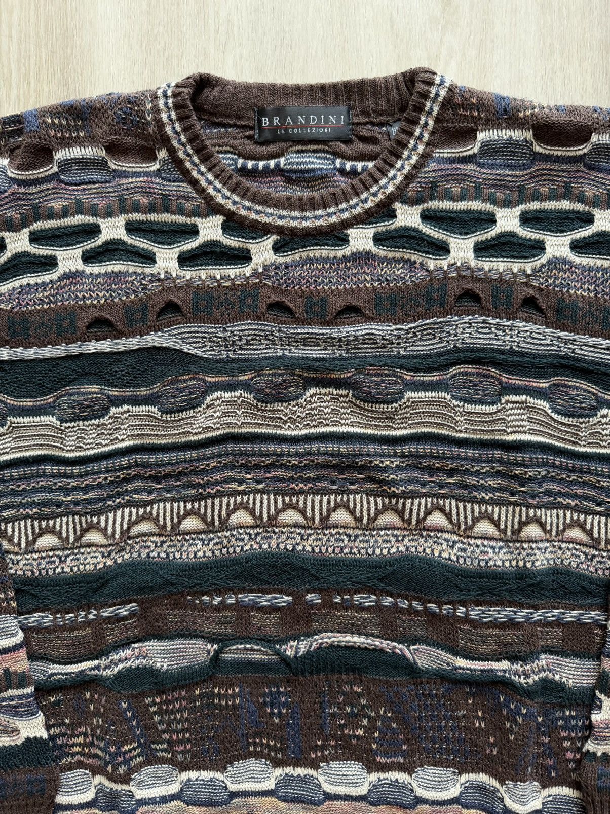 Vintage Vintage Brandini 3D Textured Coogi Style Knit Sweater Sz L Size US L / EU 52-54 / 3 - 2 Thumbnail