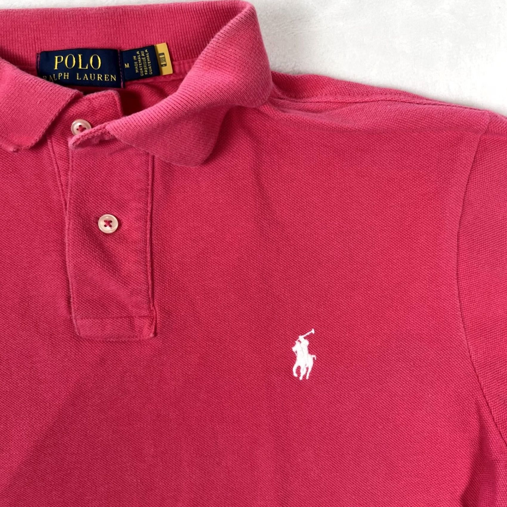 Polo Ralph Lauren Polo Ralph Lauren Polo Shirt Mens Medium Pink White Pony Logo Shirt Size US M / EU 48-50 / 2 - 2 Thumbnail