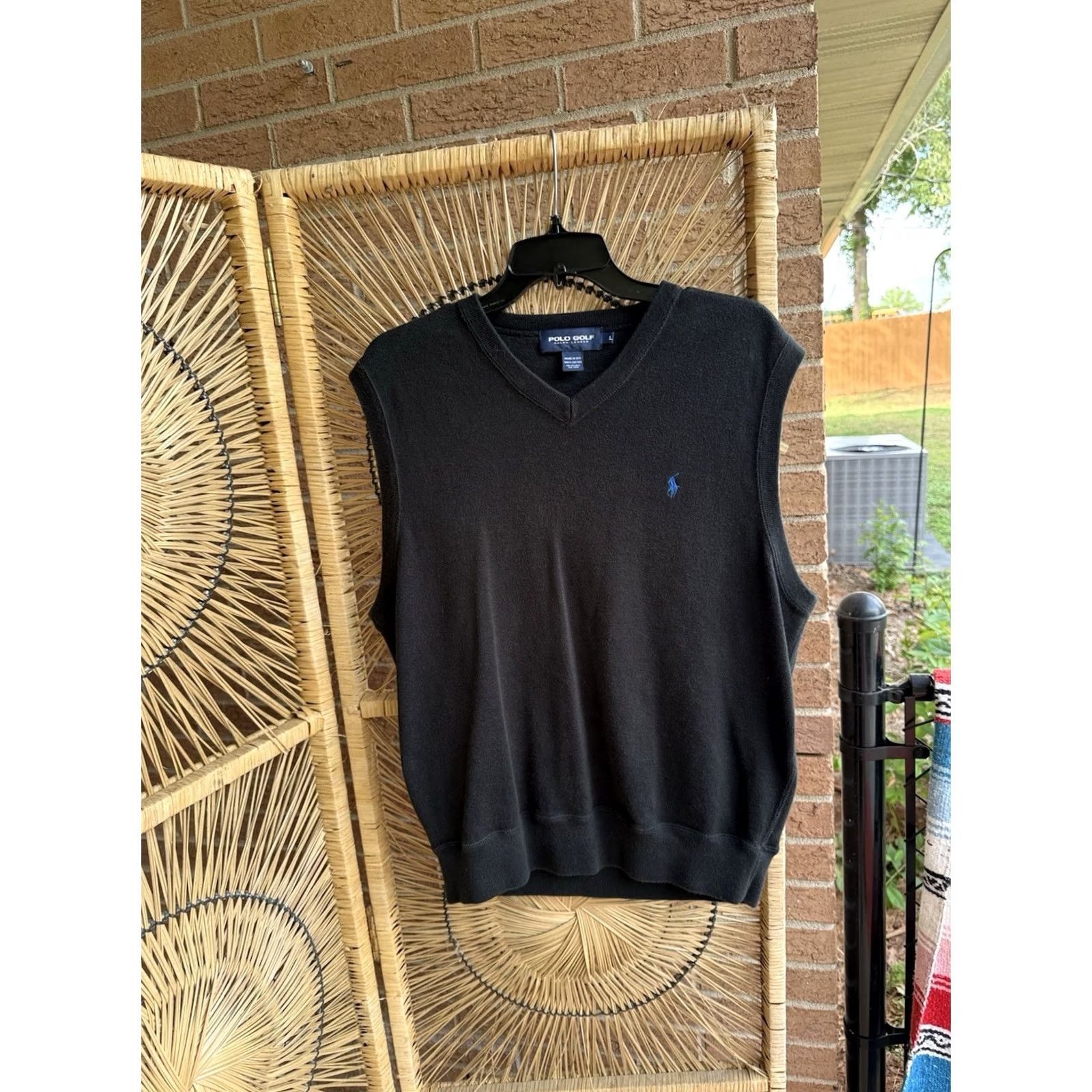 Ralph Lauren Polo Golf Ralph Lauren Sweater Vest Mens Large Black V-Neck Cotton Blue Pony USA Size US L / EU 52-54 / 3 - 2 Thumbnail