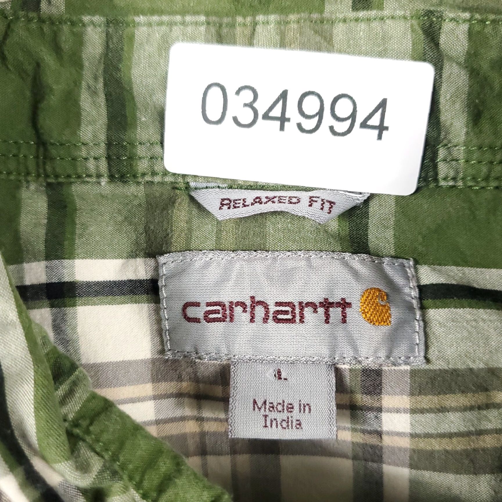 Carhartt VINTAGE Carhartt Shirt Mens L Beige Green Plaid Casual Button Up Short Sleeve Size US L / EU 52-54 / 3 - 7 Thumbnail