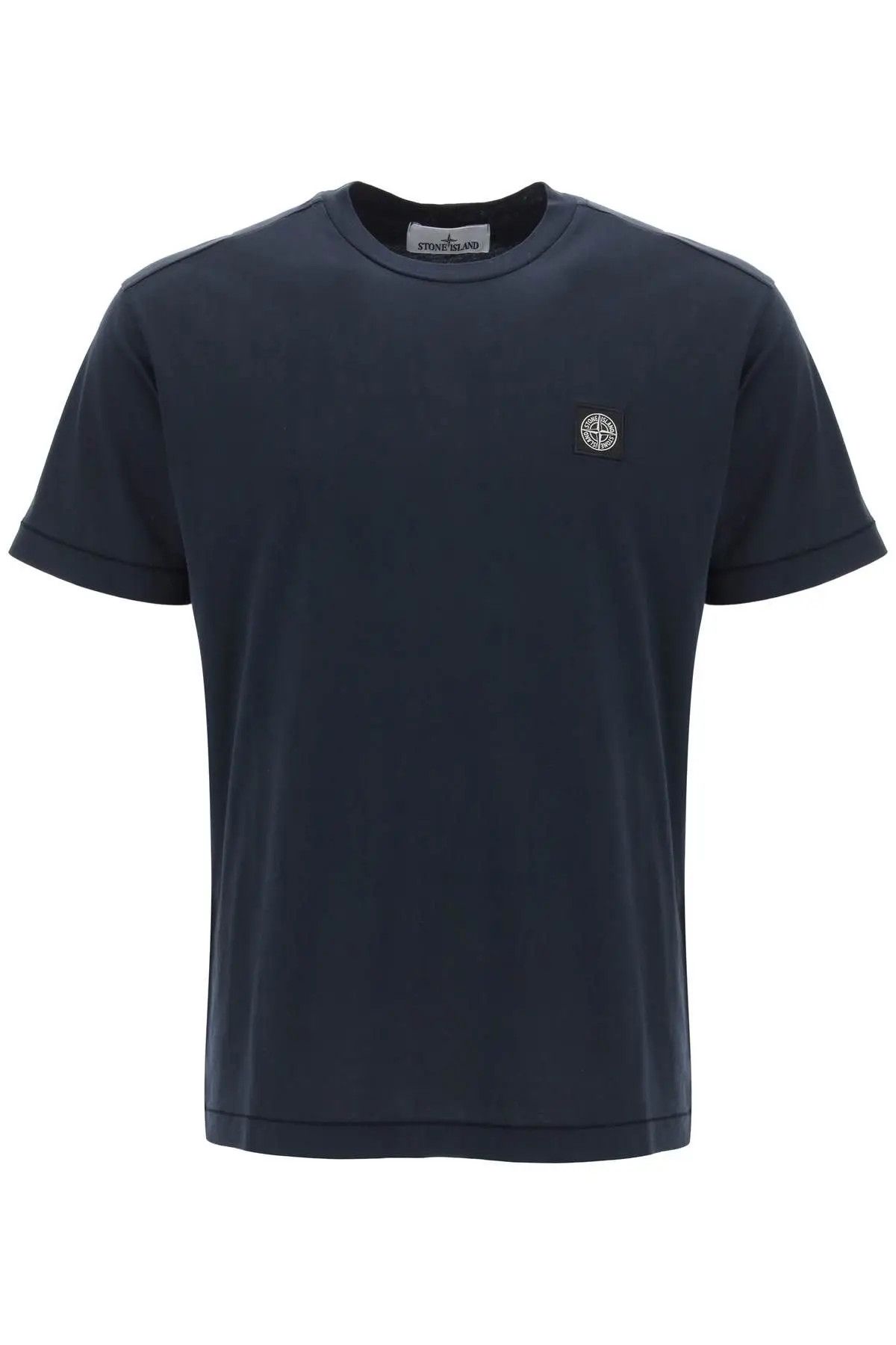 image of Stone Island O1S22I1N0524 Logo Patch T-Shirt In Blue, Men's (Size Small)