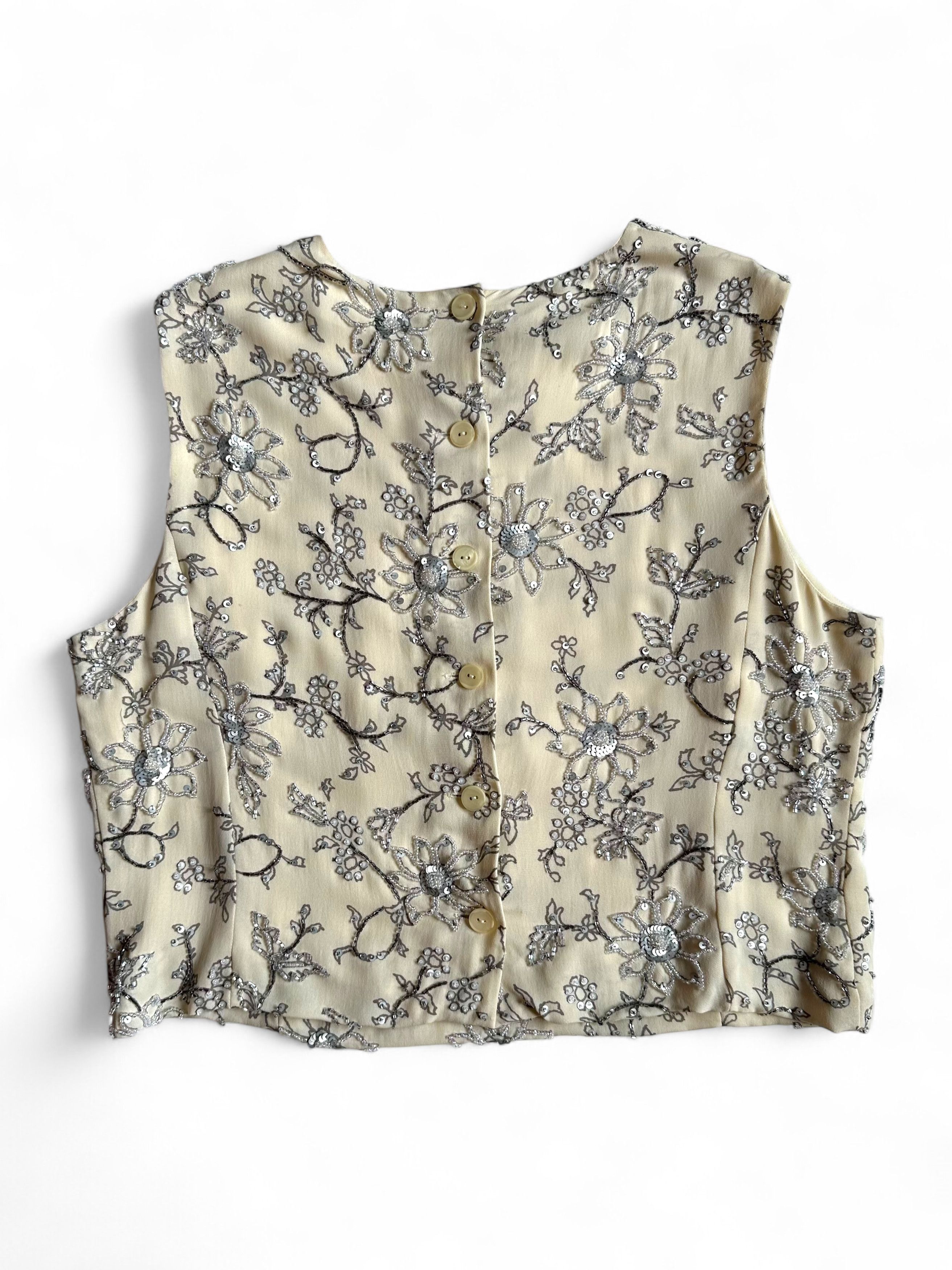 Vintage Vintage Silk Beads & Sequins Top Sleeveless Blouse (M) Size M / US 6-8 / IT 42-44 - 3 Thumbnail