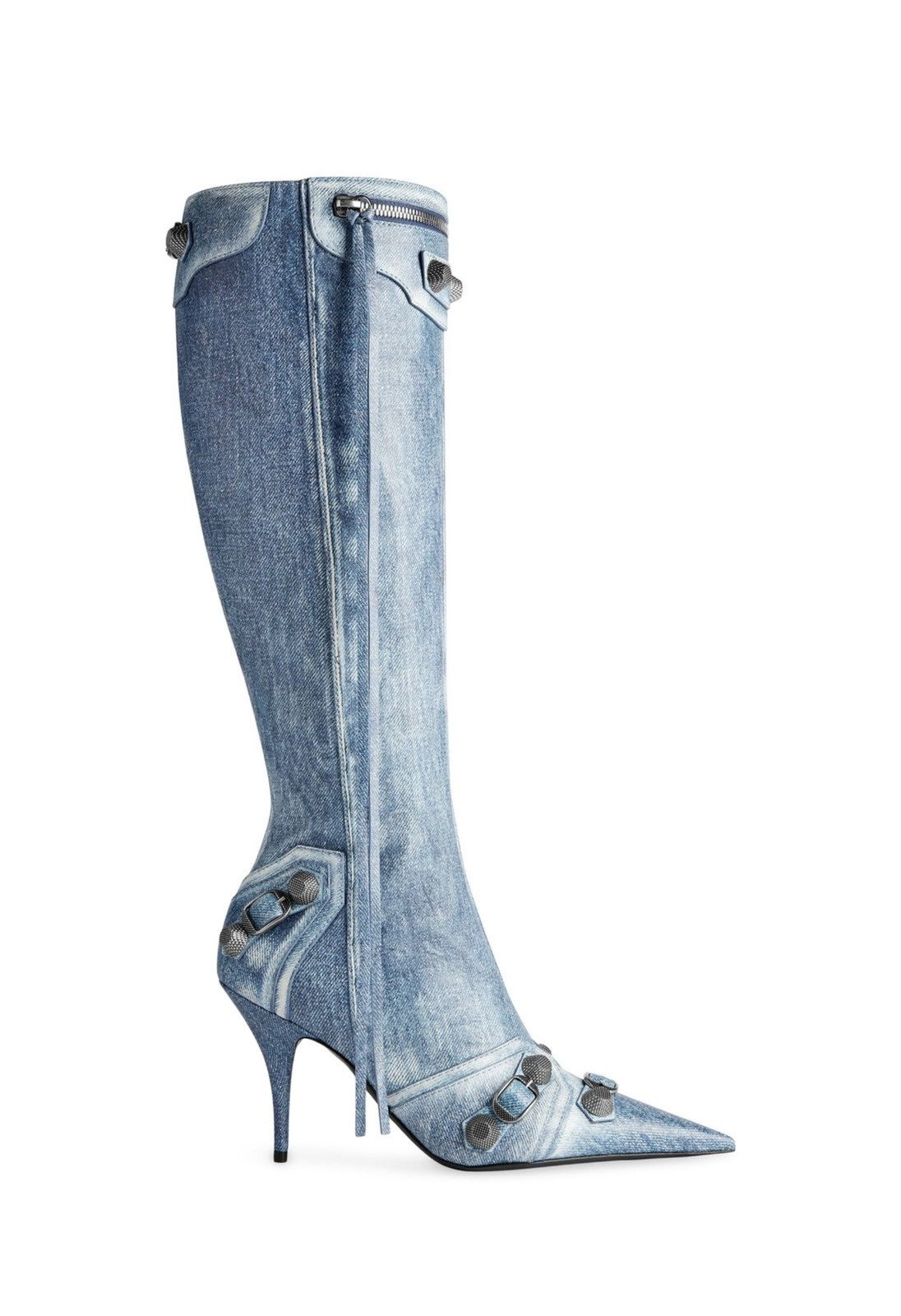 Balenciaga $2.9K VALUE Cagole Denim Printed Leather Boots Size US 9 / IT 39 - 1 Thumbnail