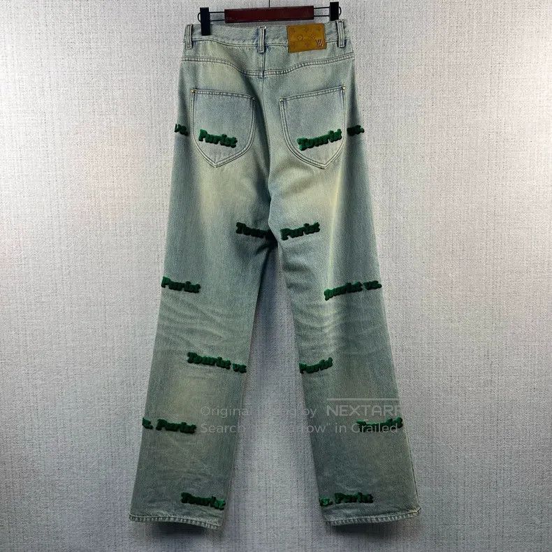 Louis Vuitton Louis Vuitton Flocked bullet-screen logo full-print denim Size US 29 - 3 Thumbnail
