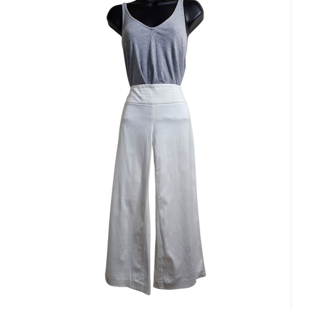 Trina Turk Y2K Trina Turk White Wide Leg Crop Trousers Pants 6 Size 28" / US 6 / IT 42 - 1 Thumbnail