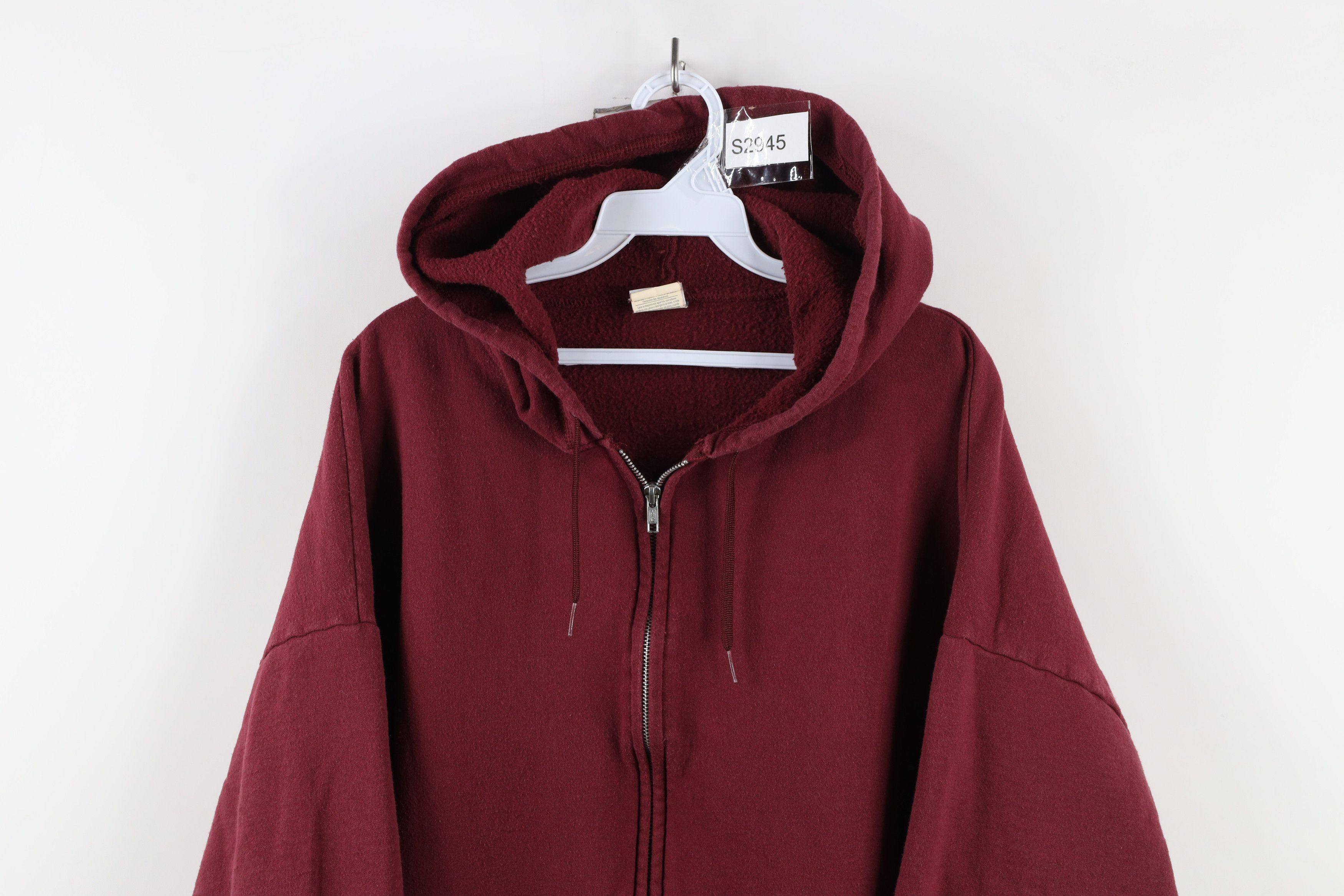 Vintage Vintage 90s Streetwear Blank Full Zip Hoodie Sweatshirt Red Size US XXL / EU 58 / 5 - 2 Thumbnail