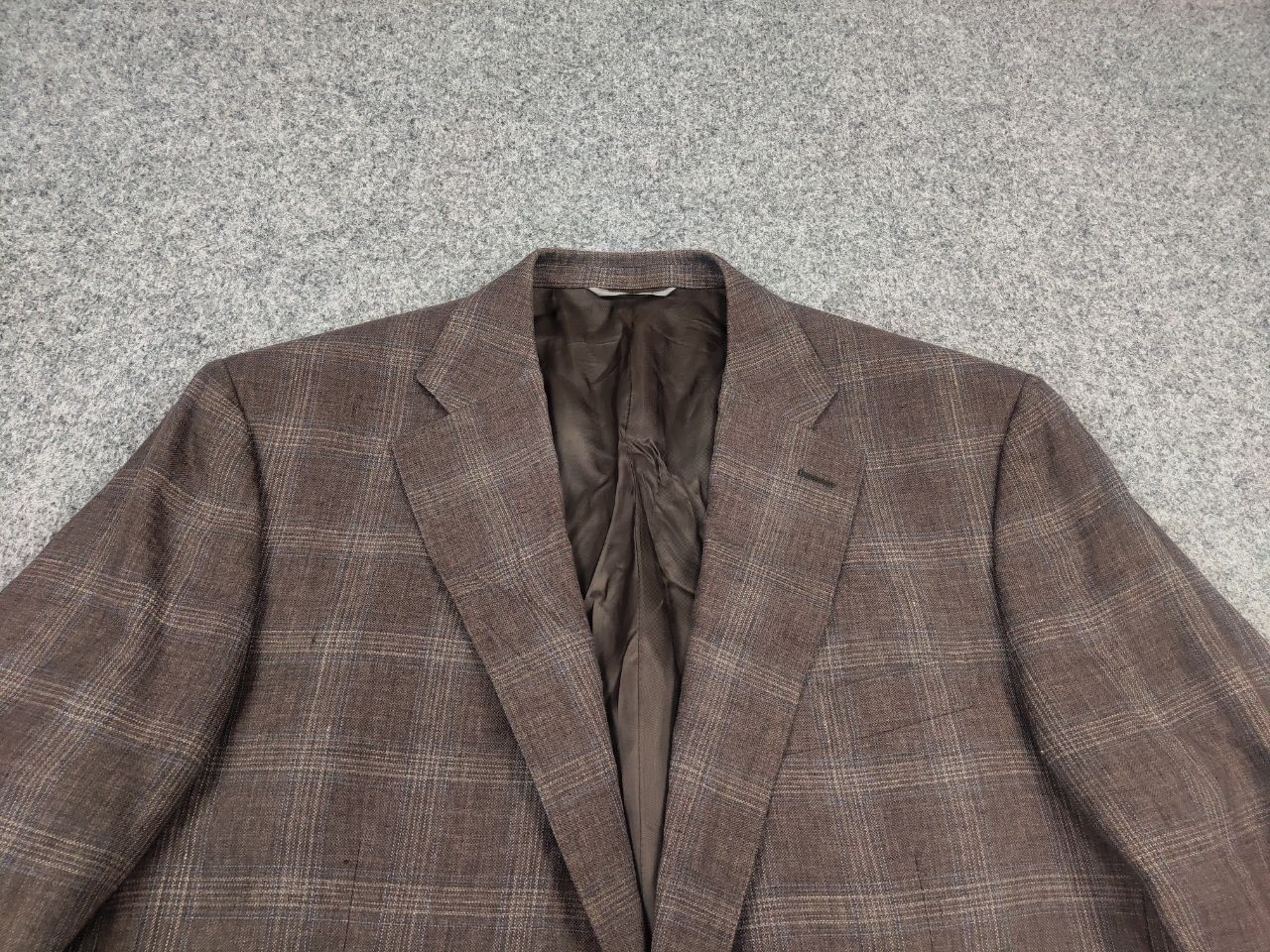 Canali Canali Italy 13290 Linen Blend Check Classic Blazer Jacket Size US L / EU 52-54 / 3 - 5 Thumbnail