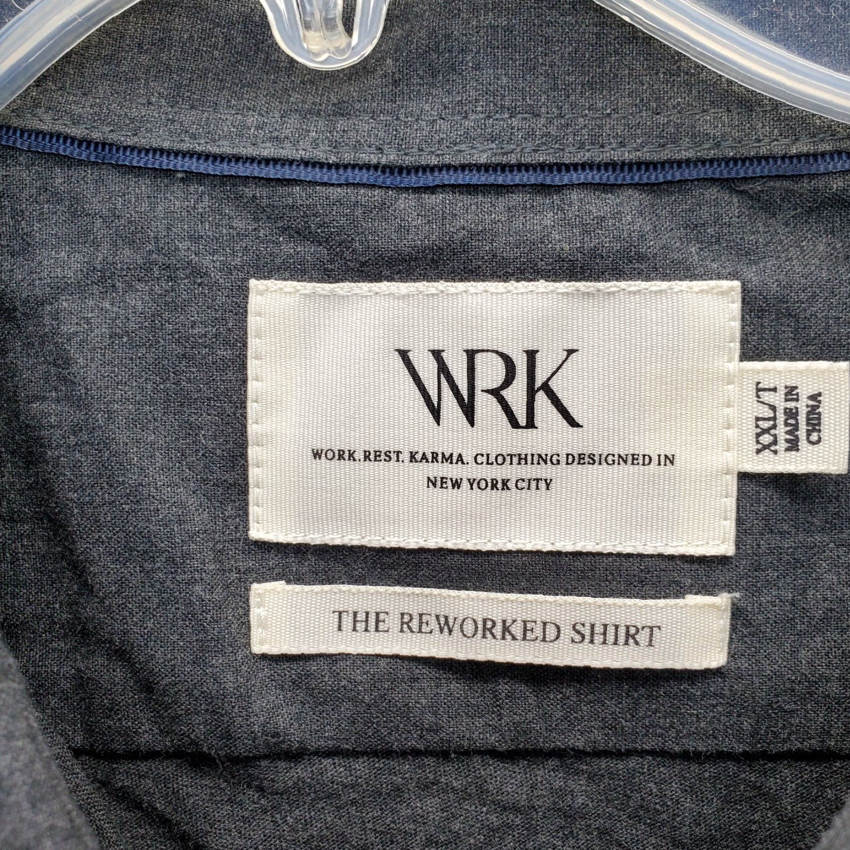 Vintage WRK Reworked Shirt Mens XXL Dark Gray Poplin Knit Paneled Button Down Size US XXL / EU 58 / 5 - 7 Thumbnail