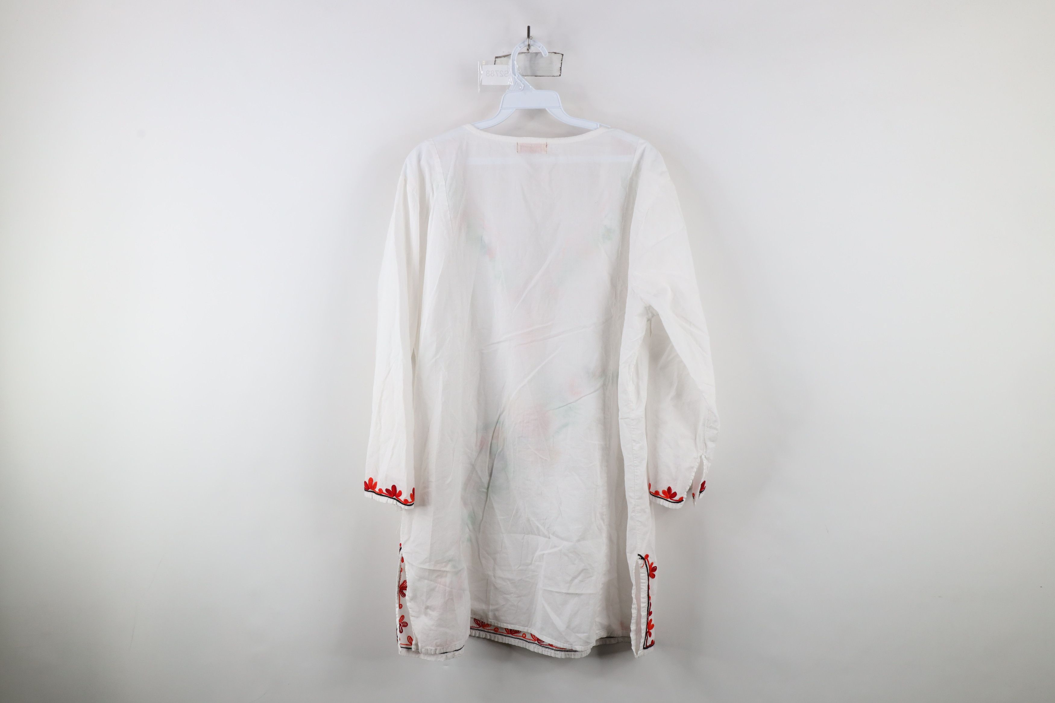 Vintage Vintage 90s Boho Chic Embroidered Blouse Top Hippy White Size XXL / US 16-18 / IT 52-54 - 11 Thumbnail