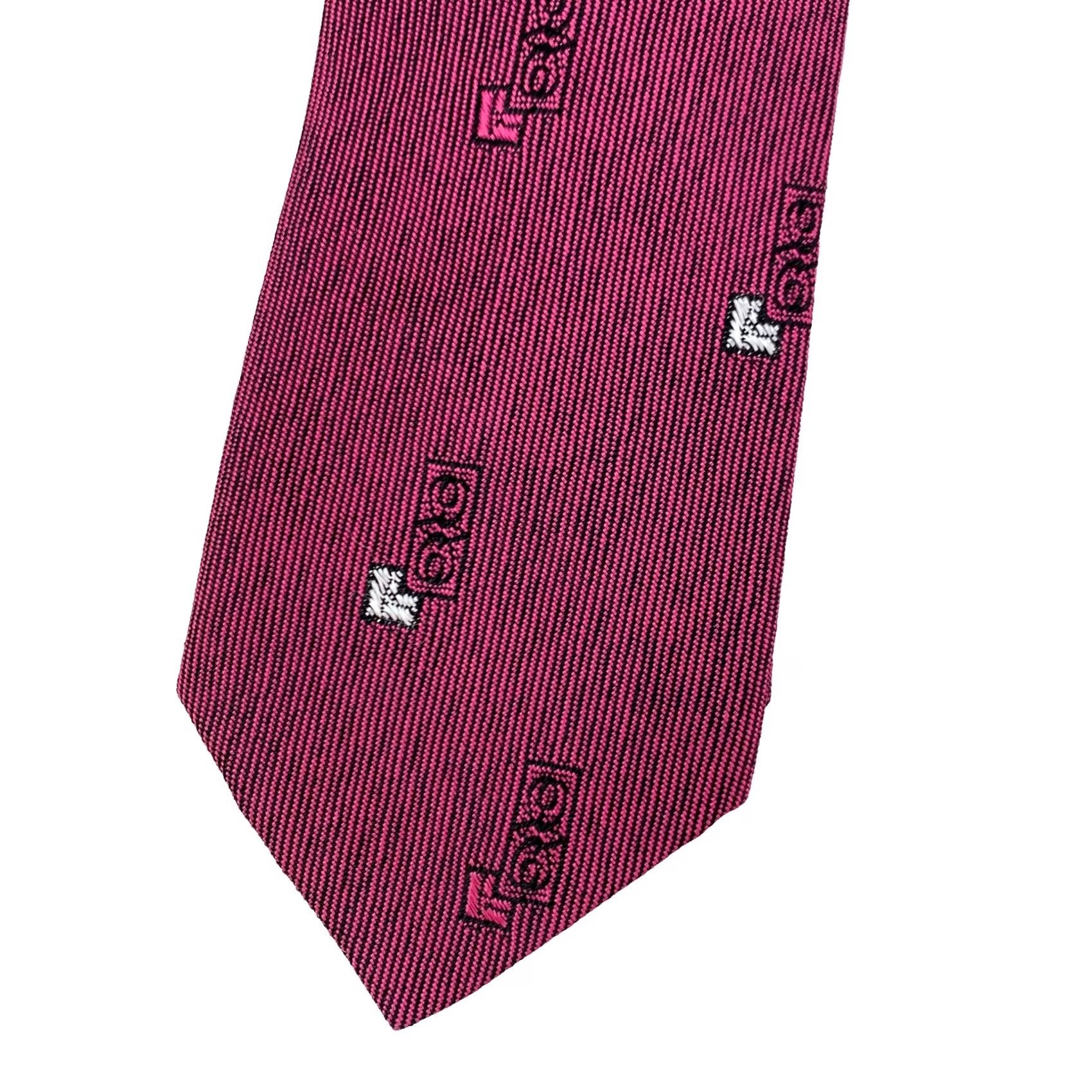 Vintage VINTAGE A Creations Tie Men 54 x 2.5" Pink Purple Gray Black Art Deco Skinny Short 50s 60s Men’s Tie Size ONE SIZE - 2 Thumbnail