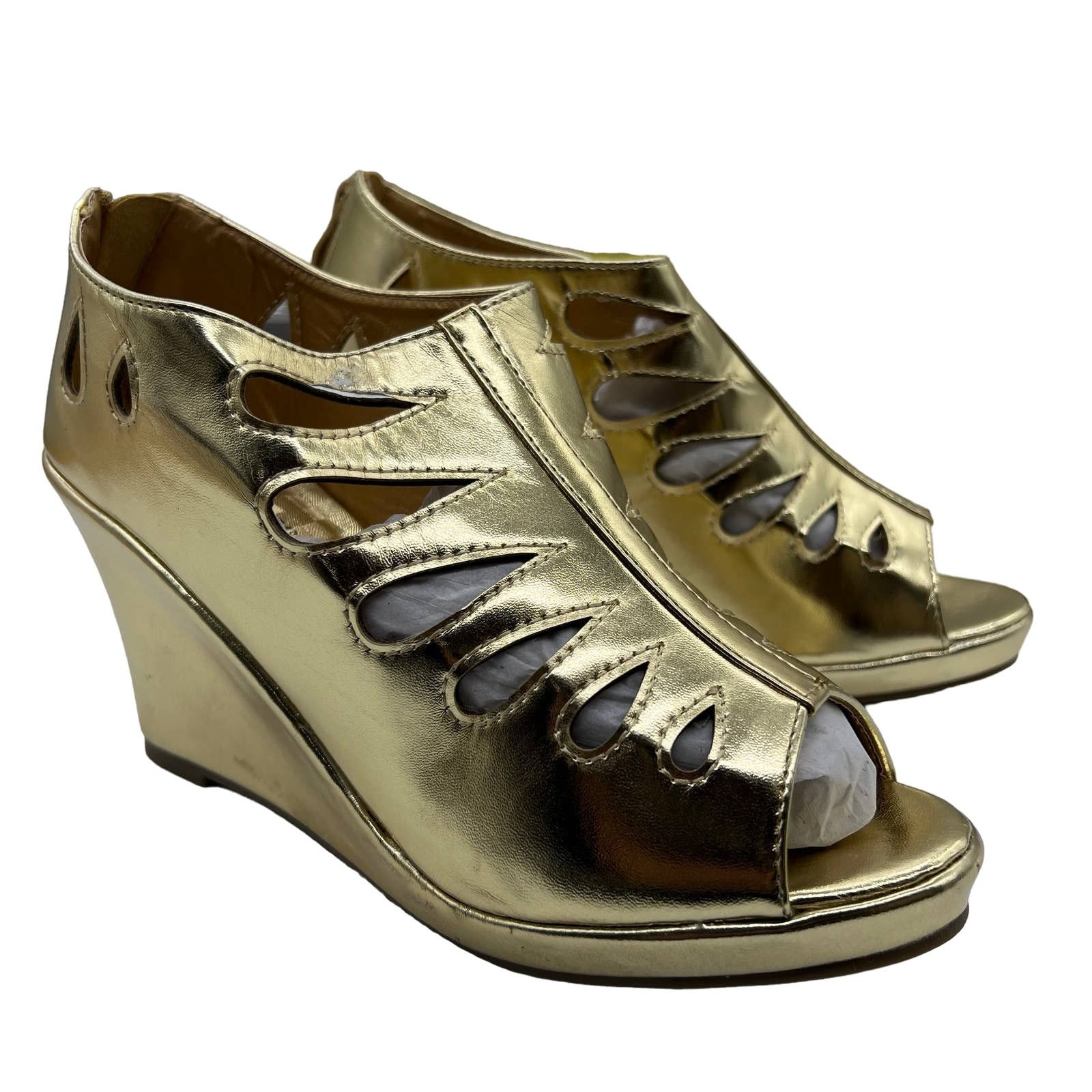 Other Forever Gold Wedge Sandals Women's Size 8 Shoes Back Zipper Size US 8 / IT 38 - 1 Thumbnail