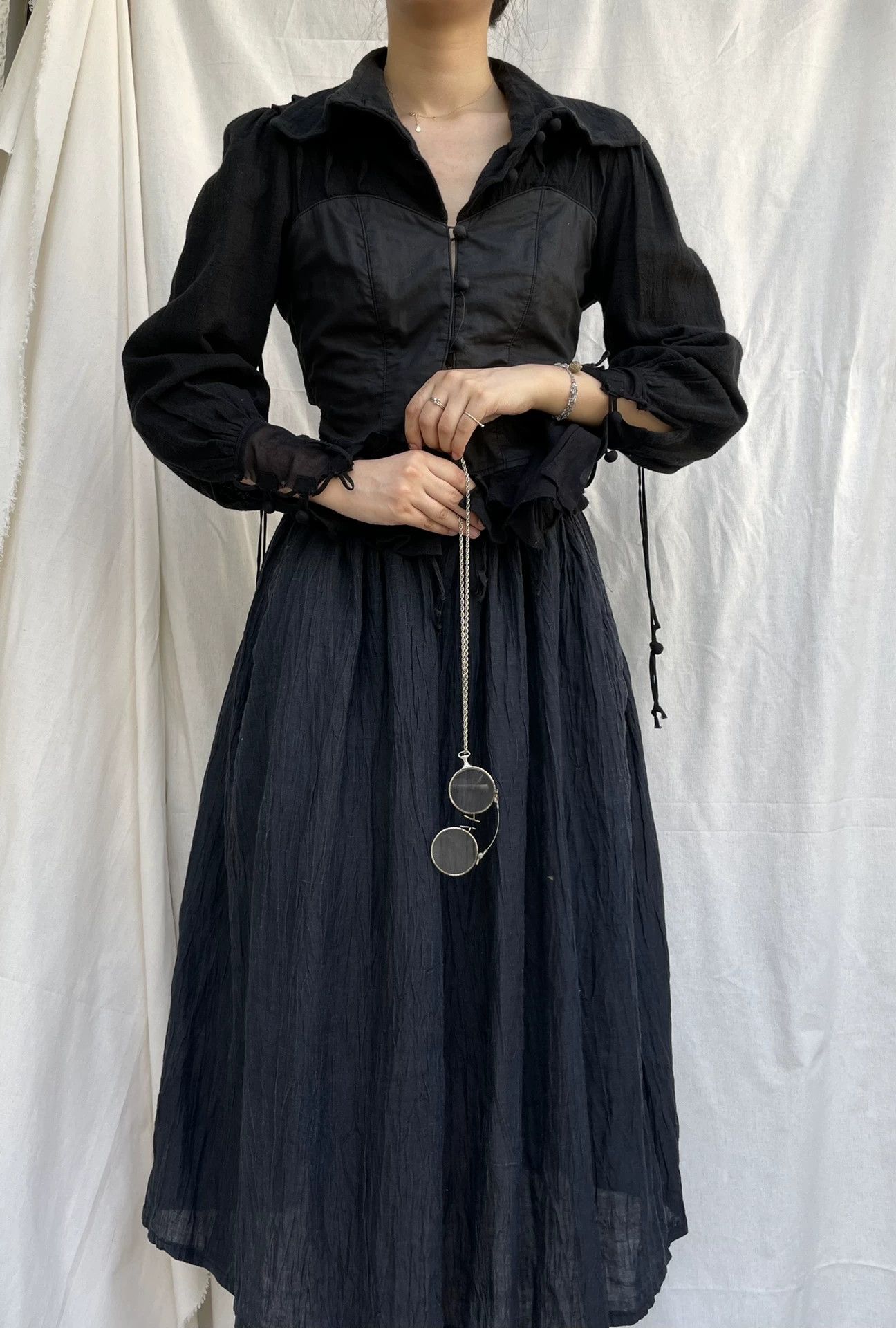 Other AliceAuaa 1990s Victorian Goth Backless Corset Shirt xs-s Size XS / US 0-2 / IT 36-38 - 2 Thumbnail