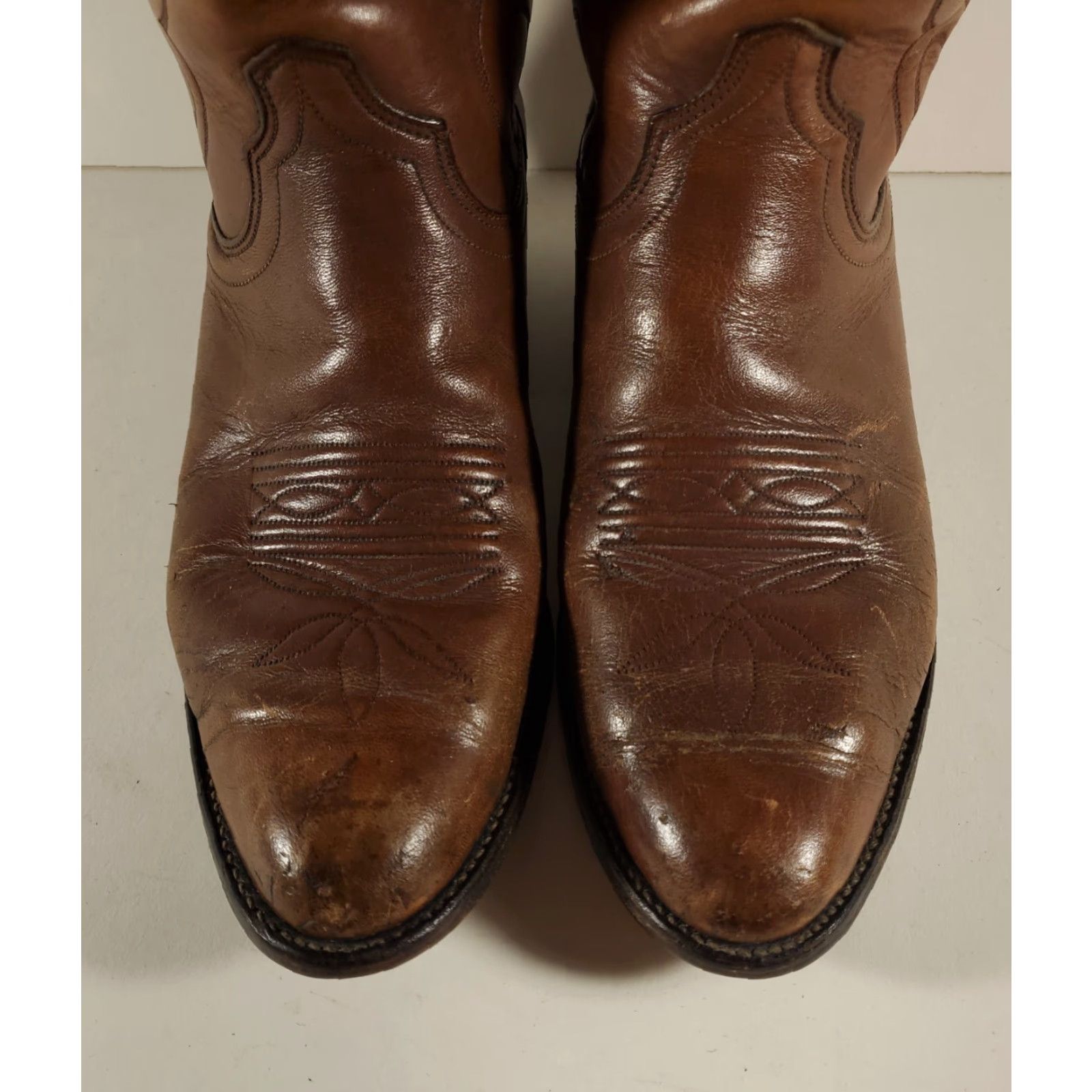 Vintage Olathe Boots Boot Western Buckaroo Cowboy Leather Brown 16" 36515 Mens 9 Kansas B Size US 9 / EU 42 - 6 Thumbnail
