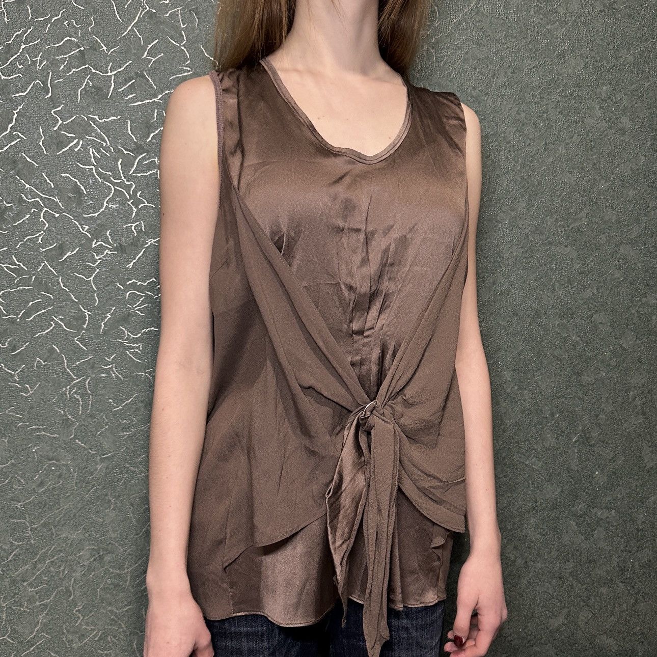 Brunello Cucinelli Brunello Cucinelli Women’s Brown Silk Sleeveless Top Size XL Size XL / US 12-14 / IT 48-50 - 2 Thumbnail