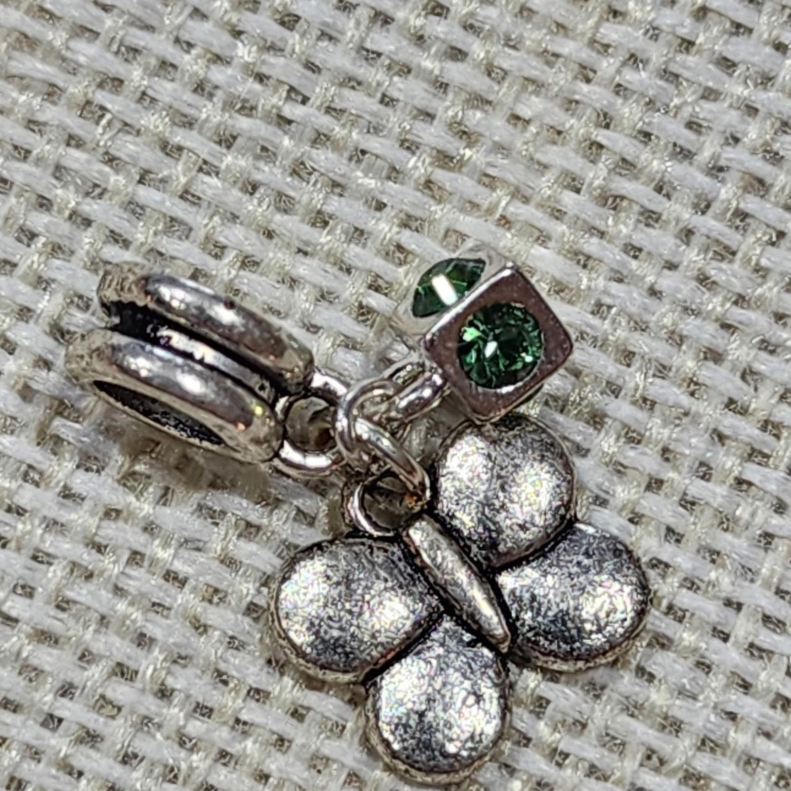 Unknown London Silver Butterfly Charm with Green Gem Accents Size ONE SIZE - 2 Thumbnail
