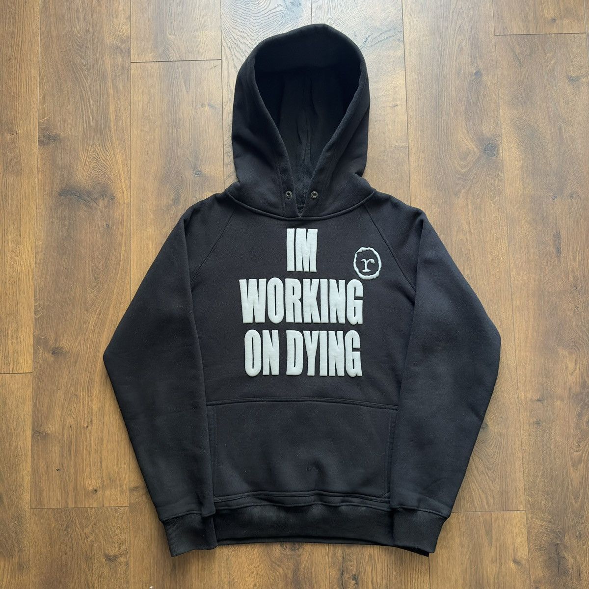 image of Elykong Reckless Working On Dying Hoodie in Black, Men's (Size Medium)