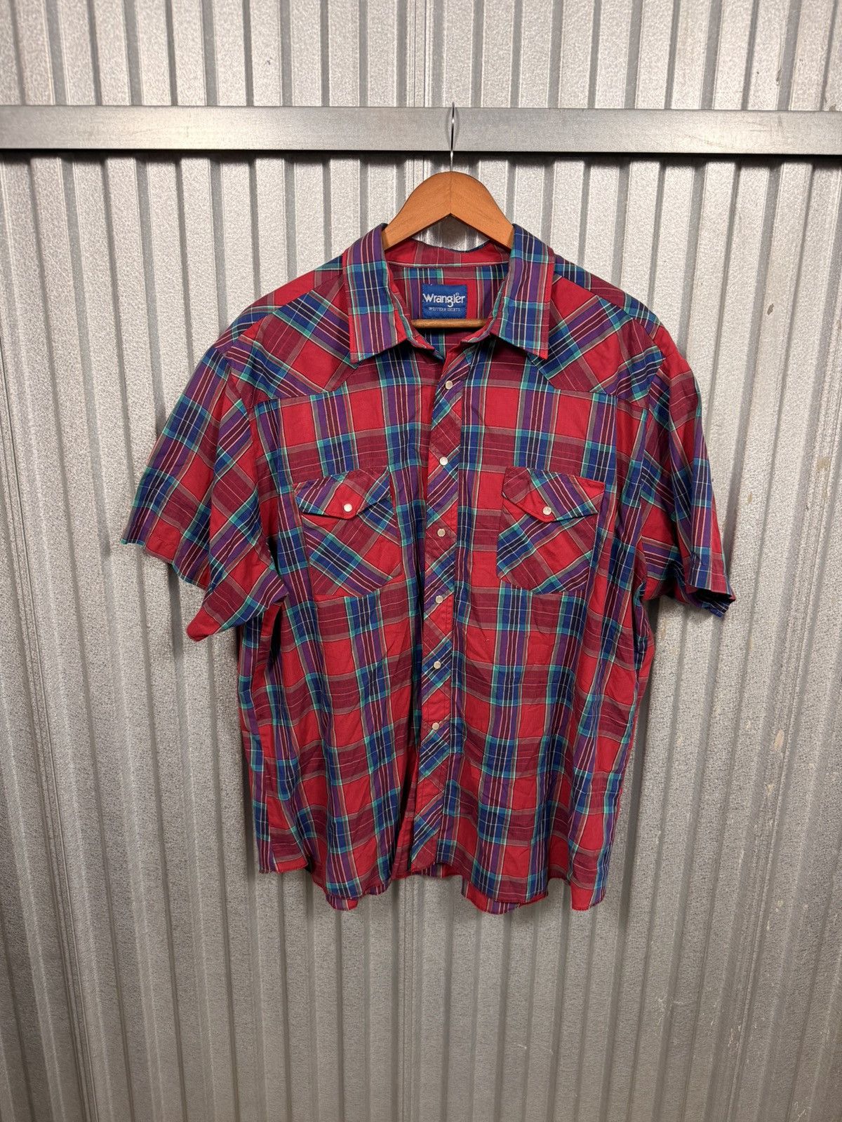 Wrangler Vintage Wrangler Pearl Snap Short Sleeve Western Butto Shirt Size US XL / EU 56 / 4 - 1 Thumbnail
