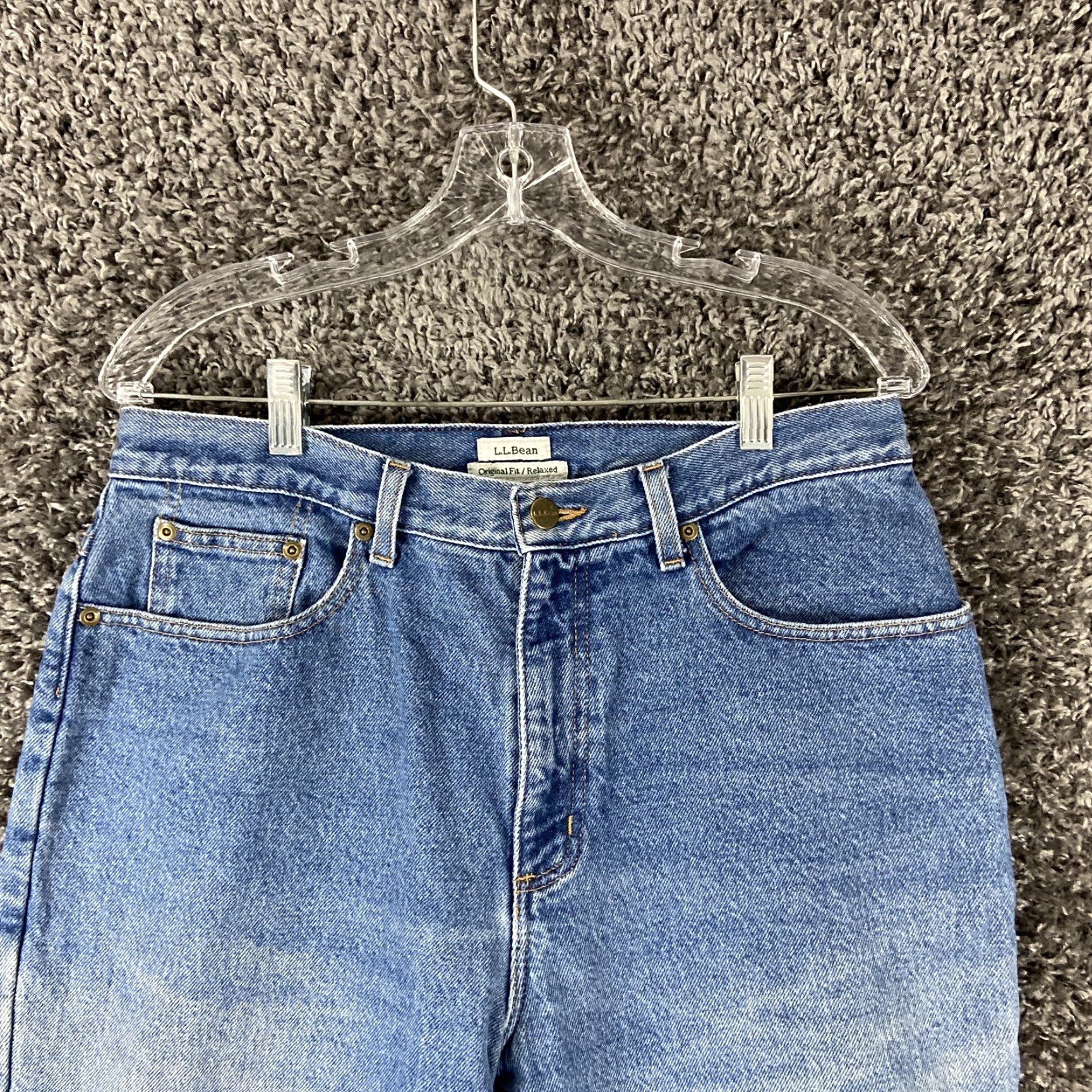 Vintage L.L. Bean Women's Relaxed Fit Lined Blue Jeans Size 12 Regular - Straight Style Size 34" / US 12 / IT 48 - 4 Thumbnail